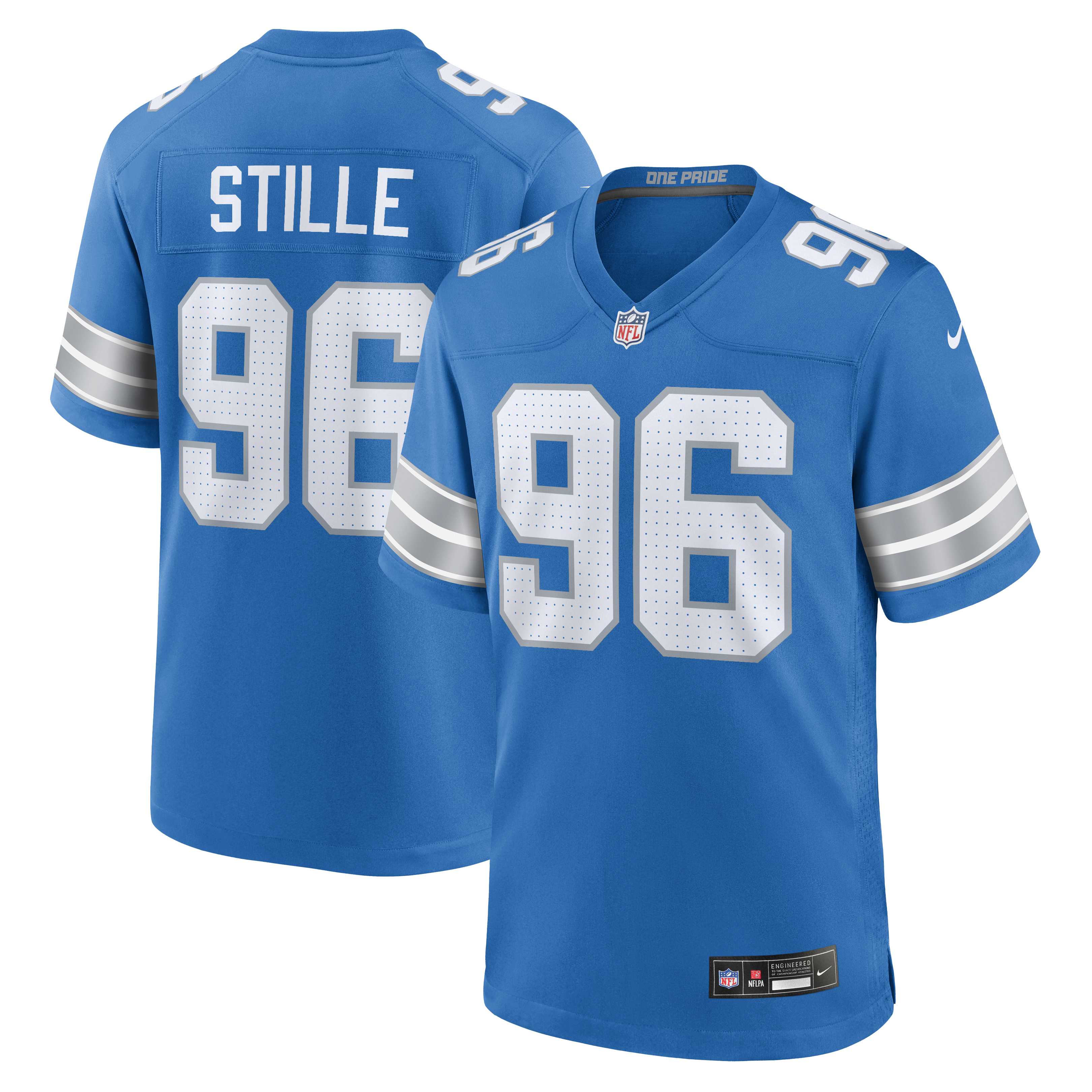 Men's Nike Ben Stille Blue Detroit Lions Team Game Jersey