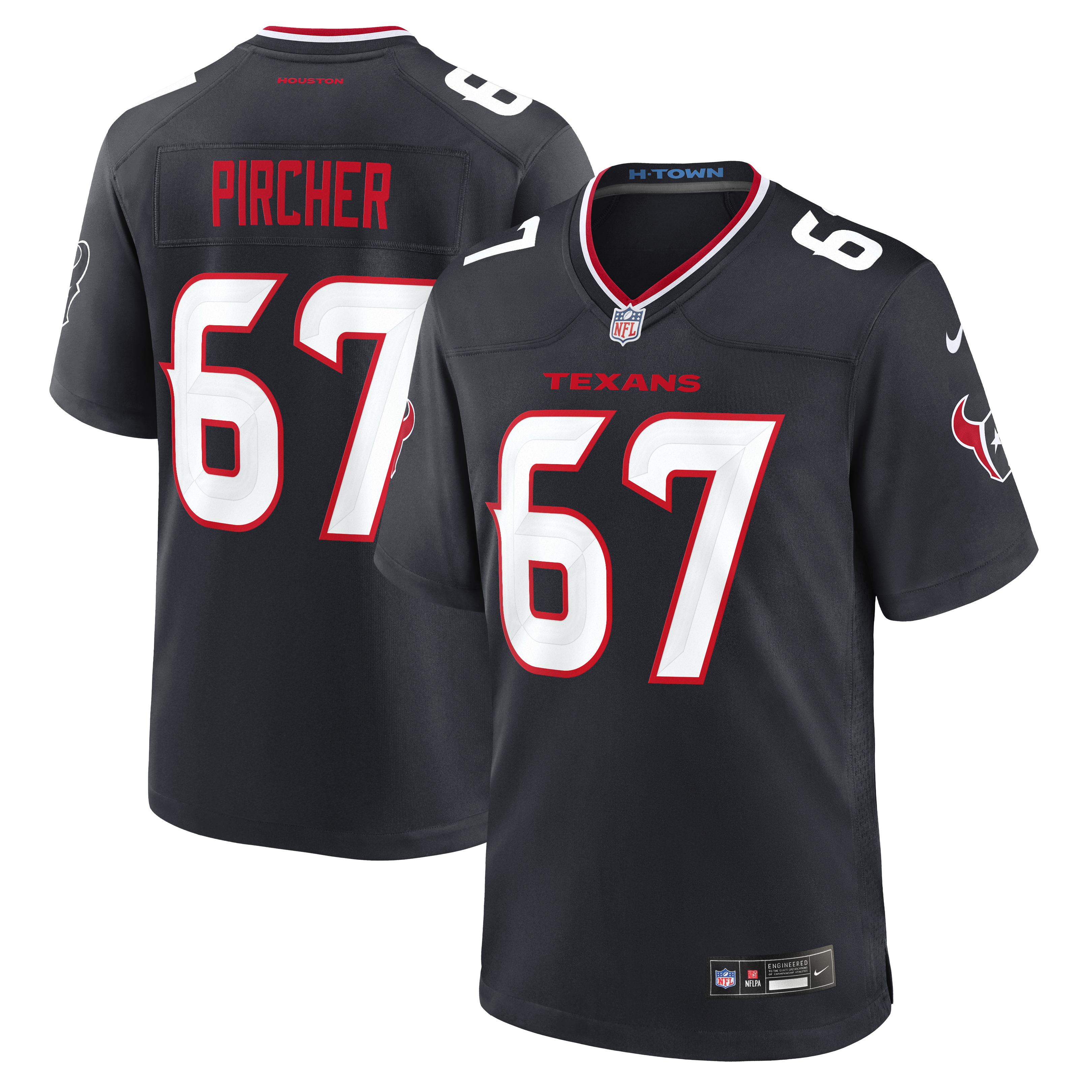 Men's Nike Max Pircher Navy Houston Texans Team Game Jersey