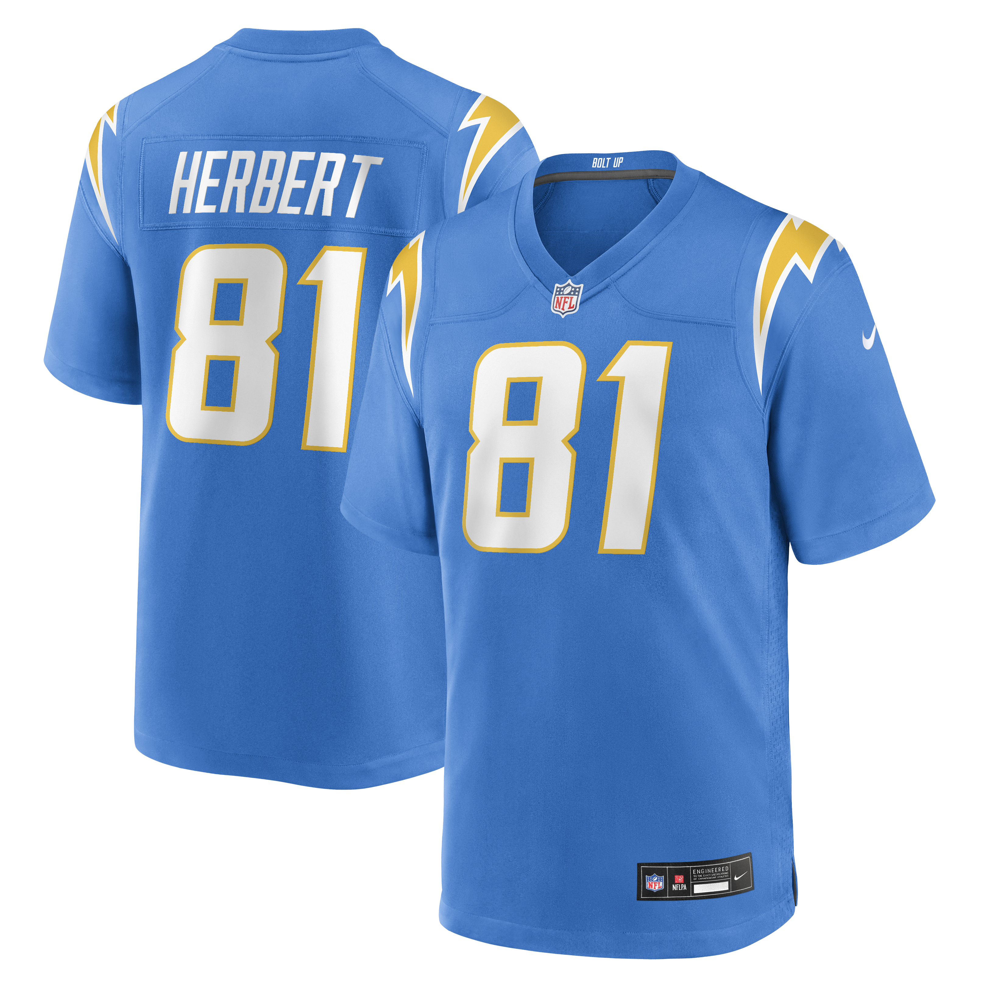 Men's Nike Patrick Herbert Powder Blue Los Angeles Chargers Team Game Jersey