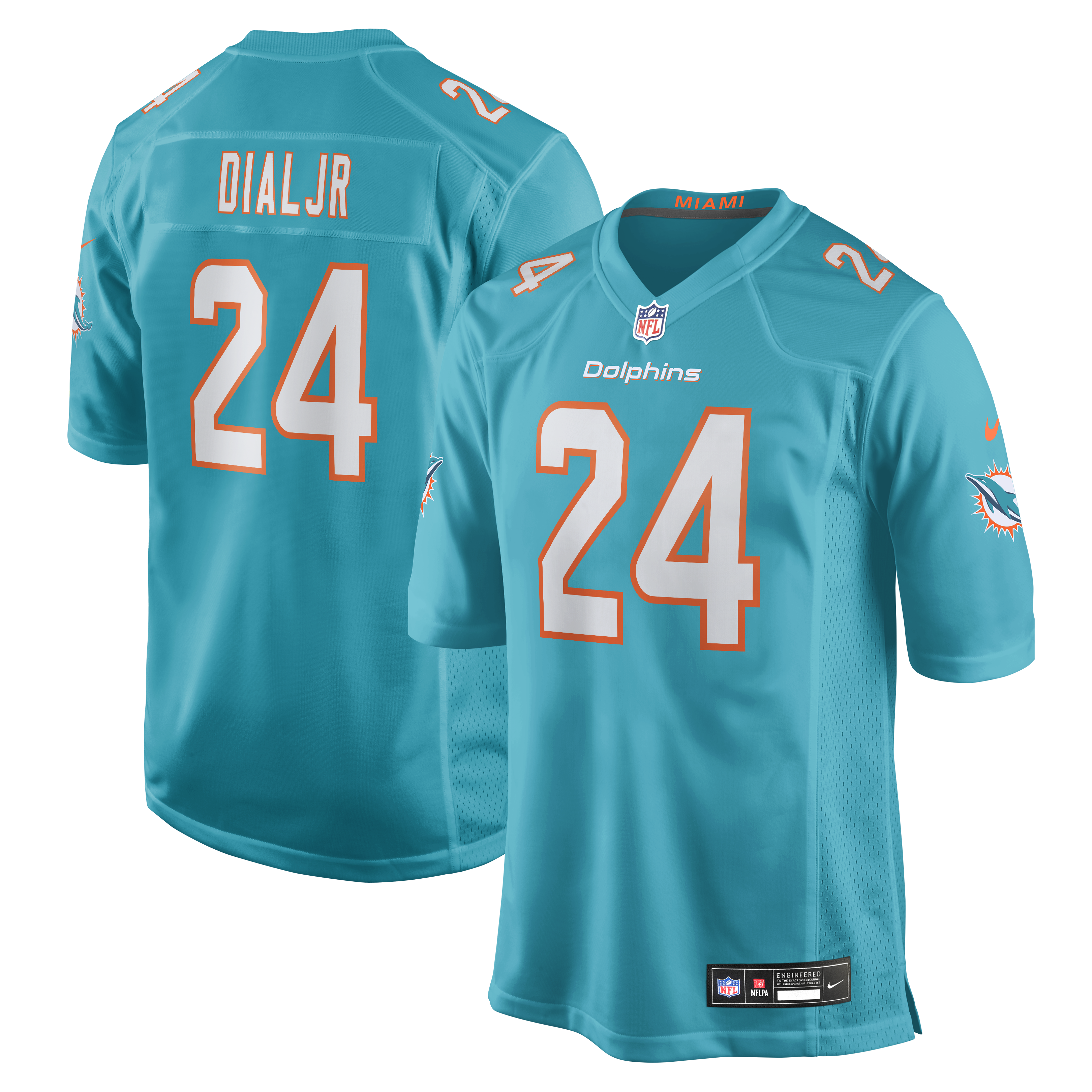 Men's Nike Marcellas Dial Jr. Aqua Miami Dolphins Team Game Jersey
