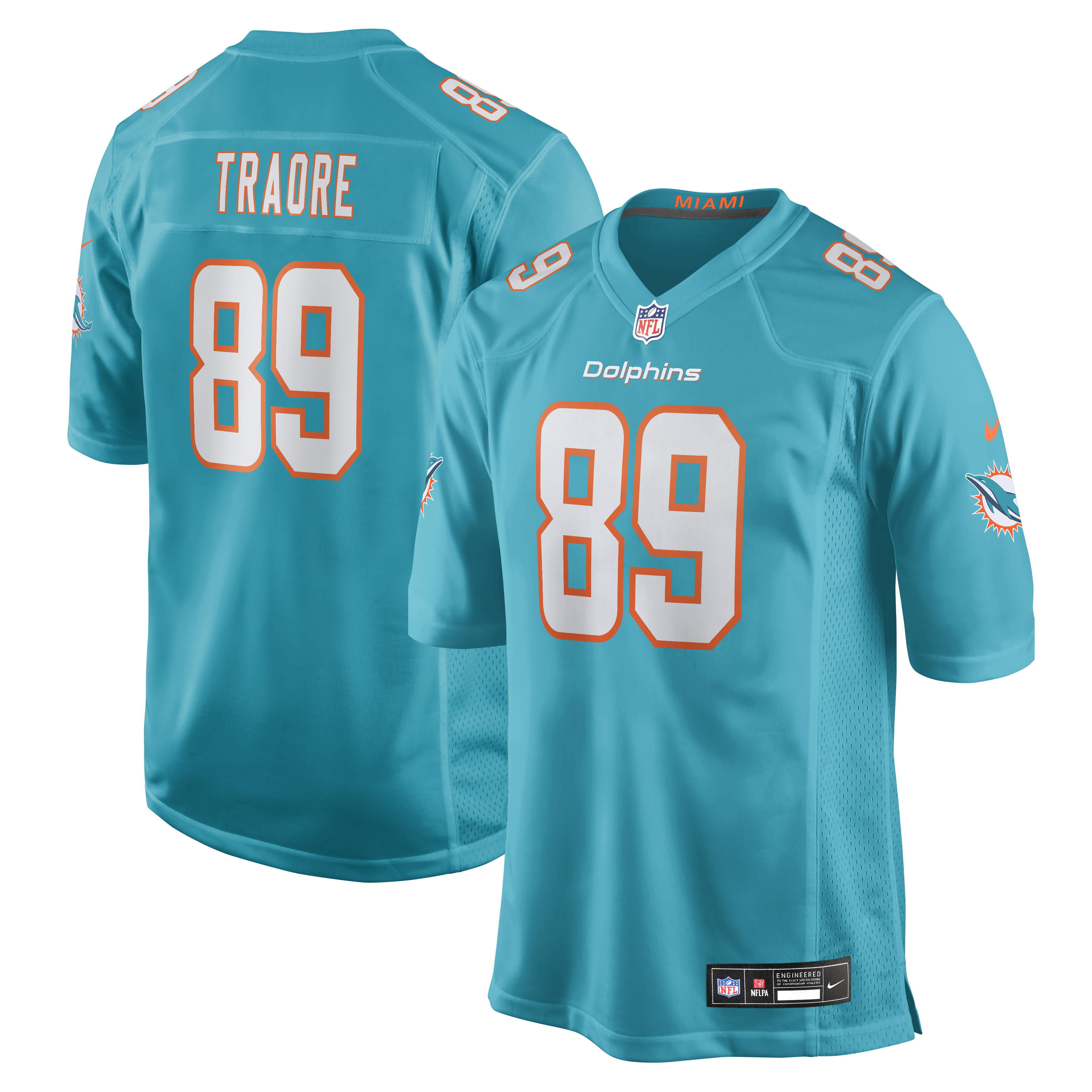 Men's Nike Seydou Traore Aqua Miami Dolphins Team Game Jersey
