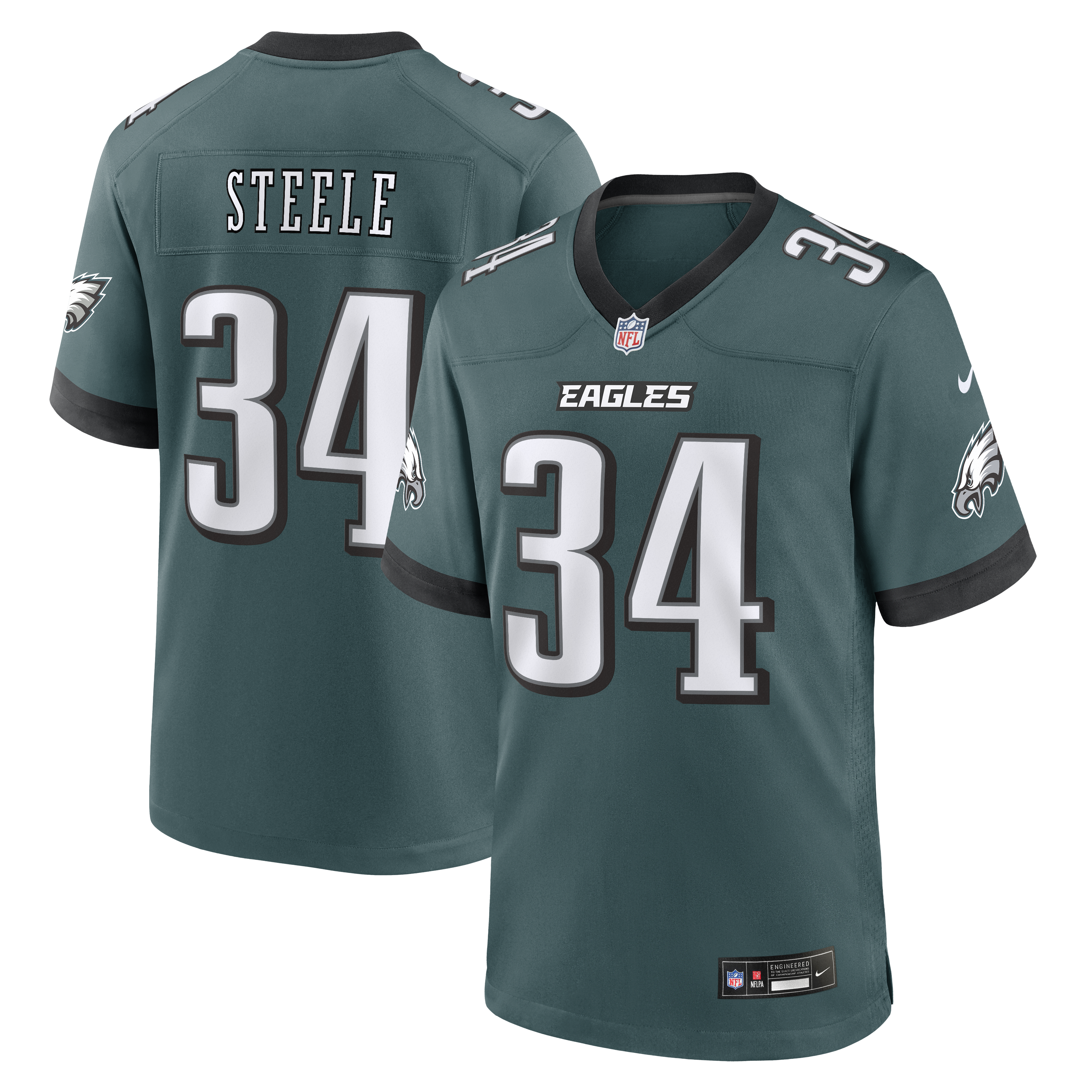 Men's Nike Carson Steele Midnight Green Philadelphia Eagles Team Game Jersey