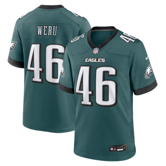 Men's Nike Joshua Weru Midnight Green Philadelphia Eagles Team Game Jersey