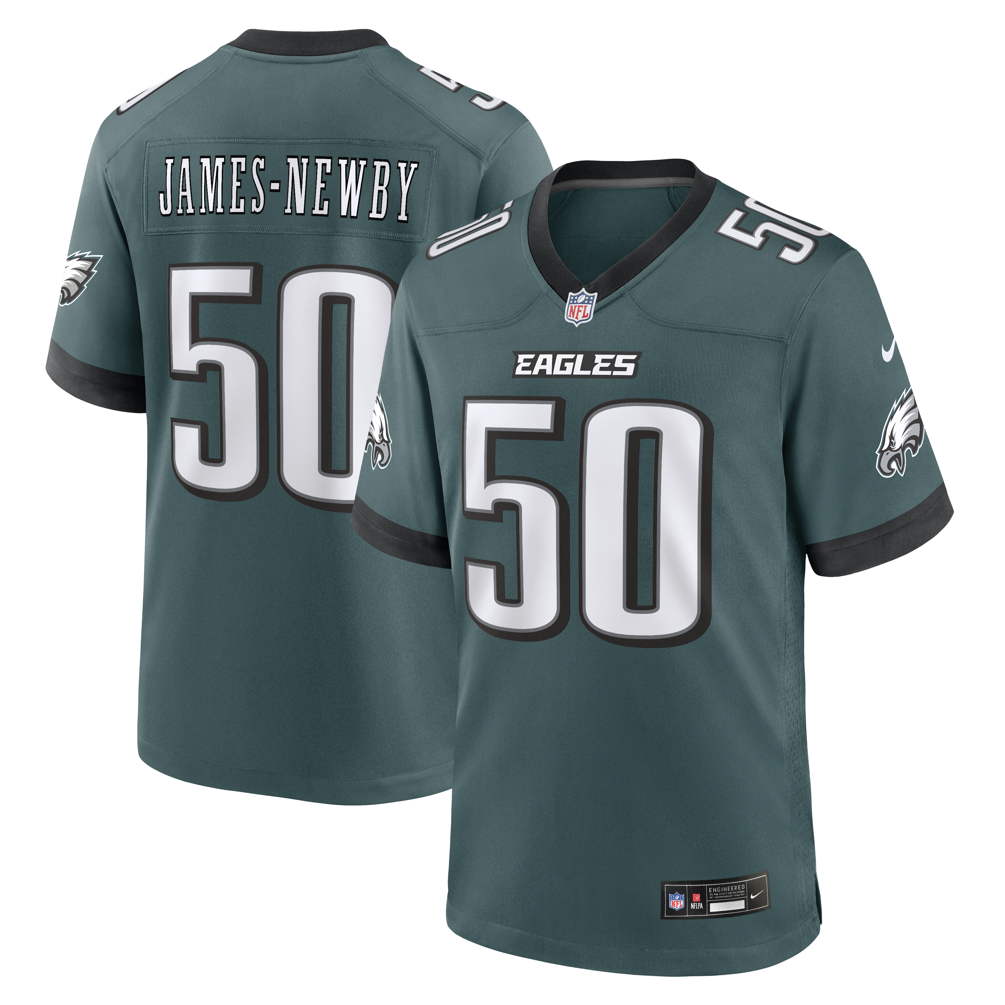 Men's Nike Keyshawn James-Newby Midnight Green Philadelphia Eagles Team Game Jersey
