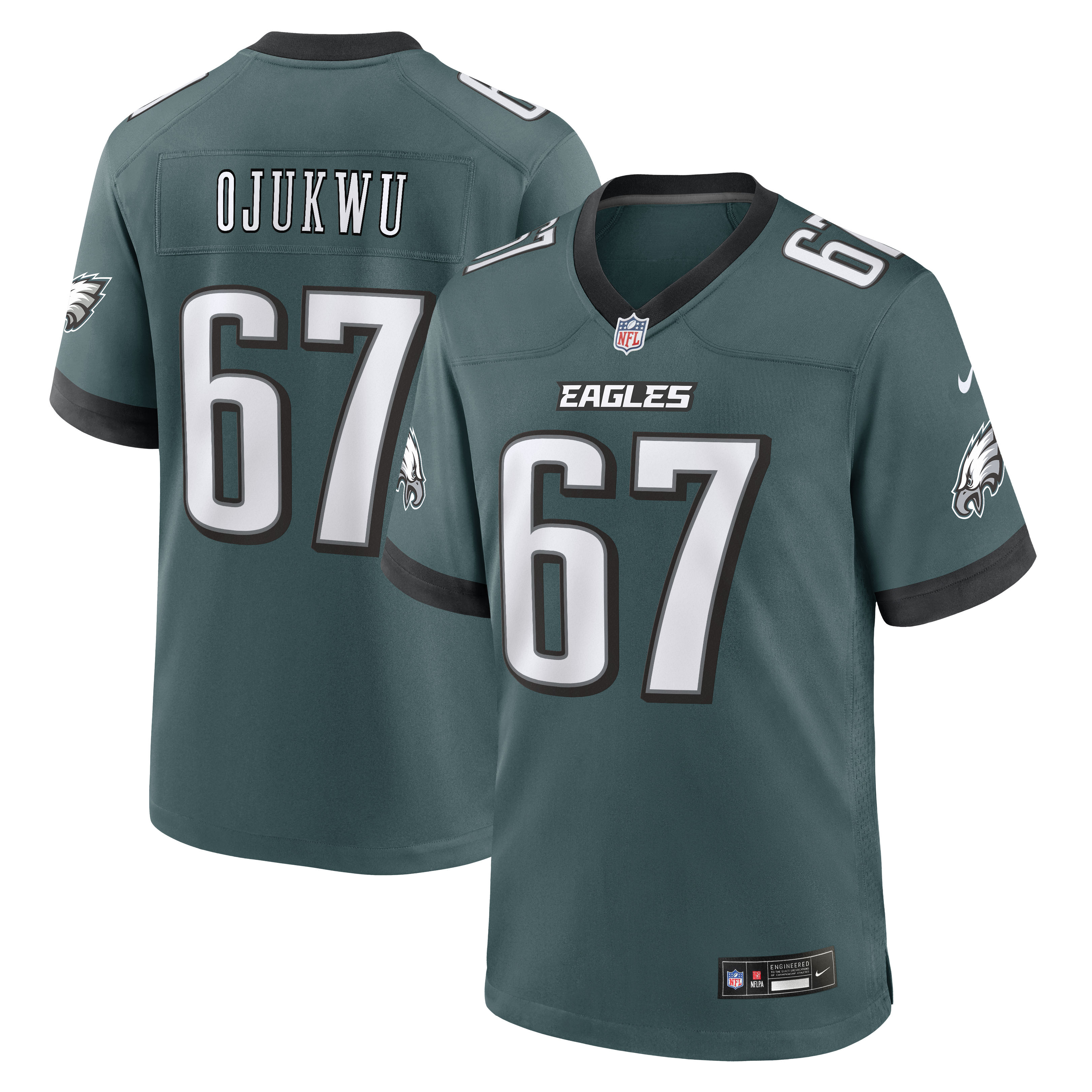 Men's Nike John Ojukwu Midnight Green Philadelphia Eagles Team Game Jersey