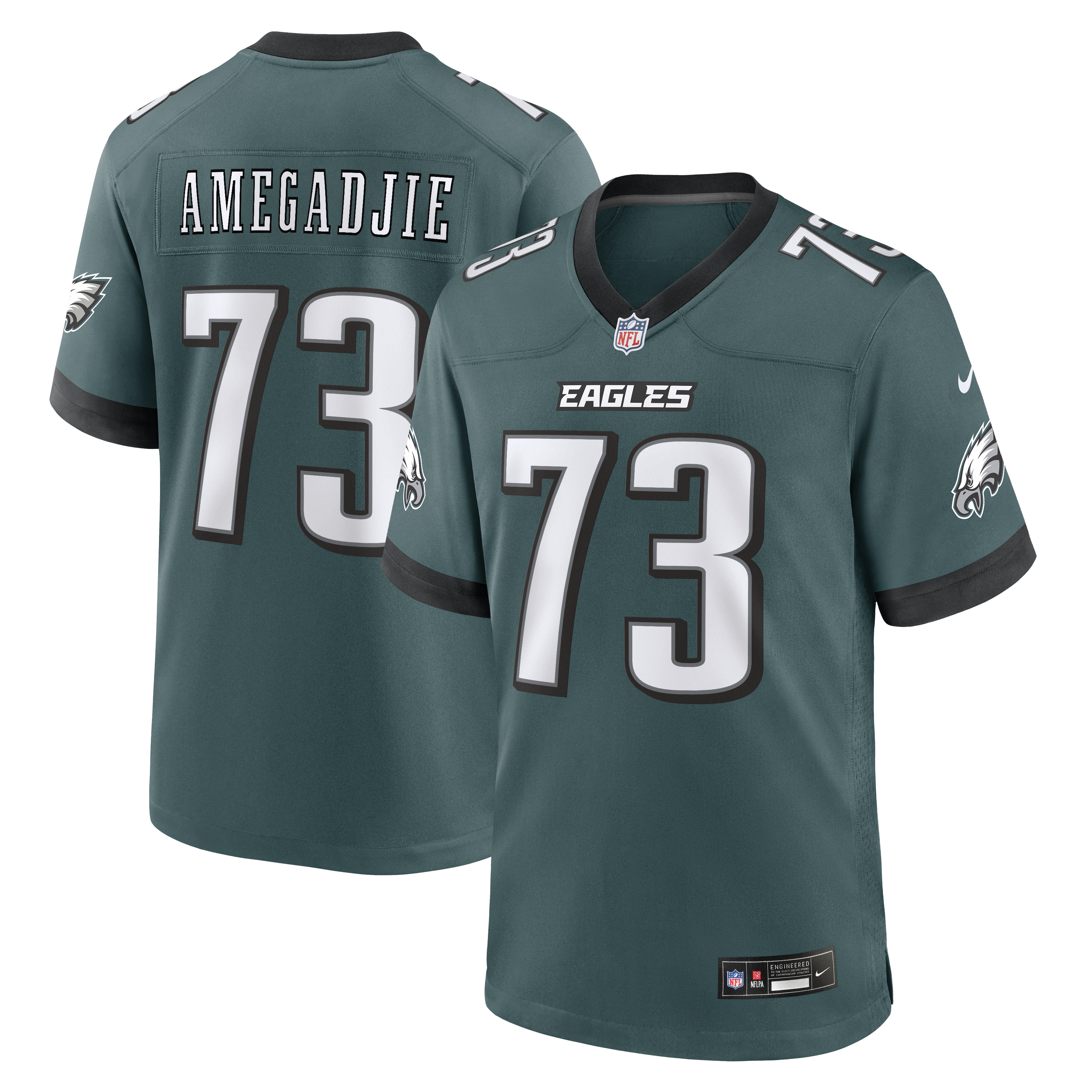 Men's Nike Kiran Amegadjie Midnight Green Philadelphia Eagles Team Game Jersey