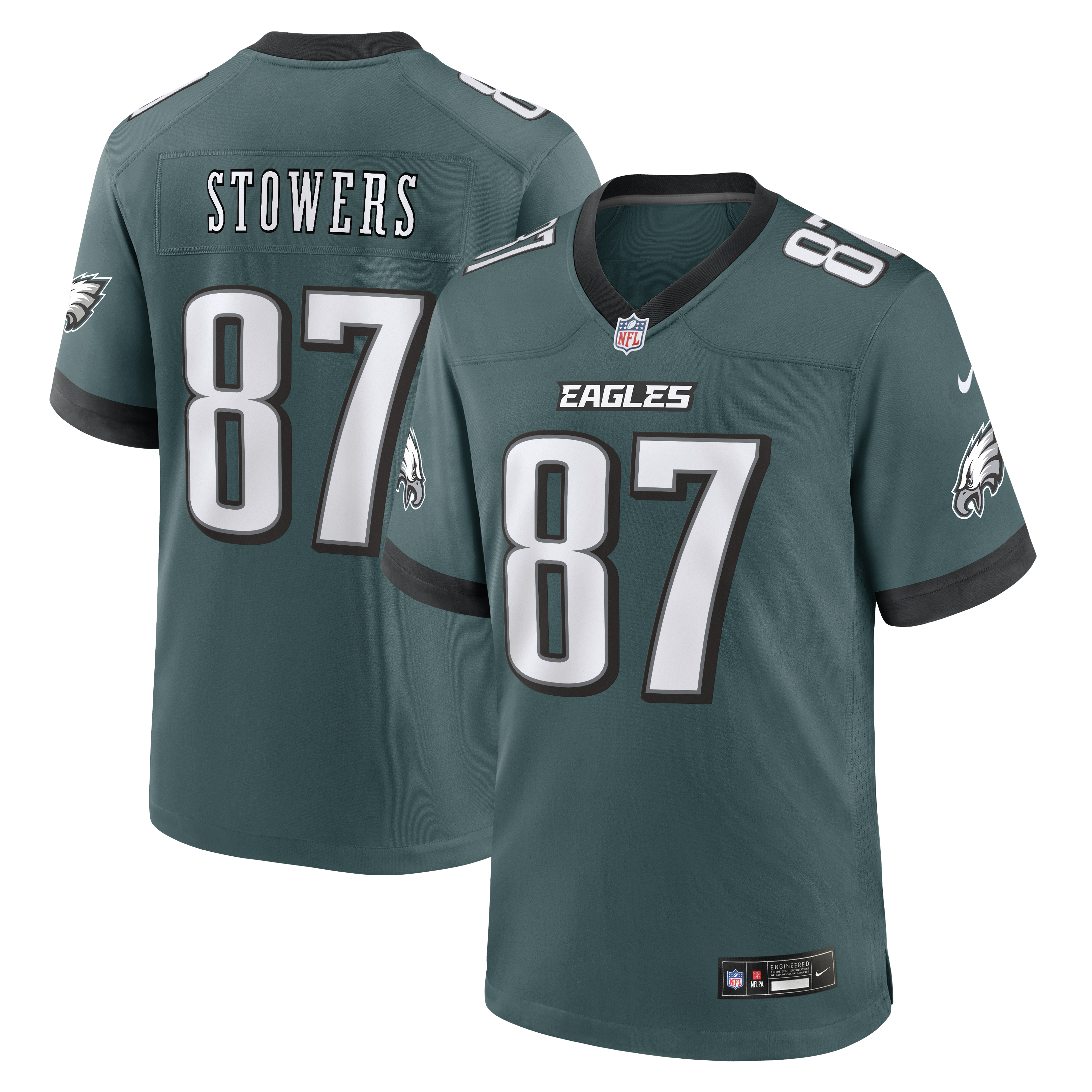 Men's Nike Eli Stowers Midnight Green Philadelphia Eagles Team Game Jersey
