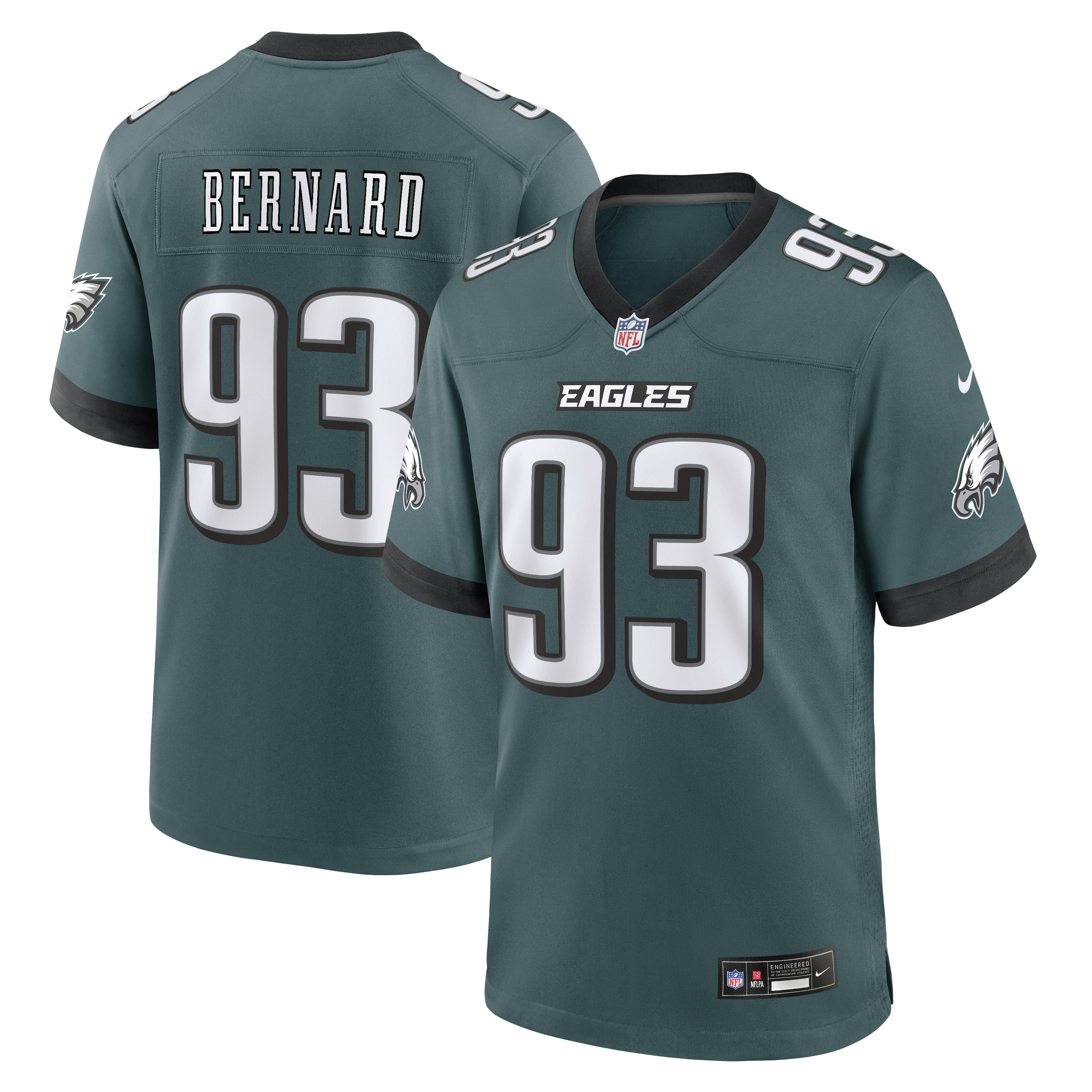 Men's Nike Uar Bernard Midnight Green Philadelphia Eagles Team Game Jersey