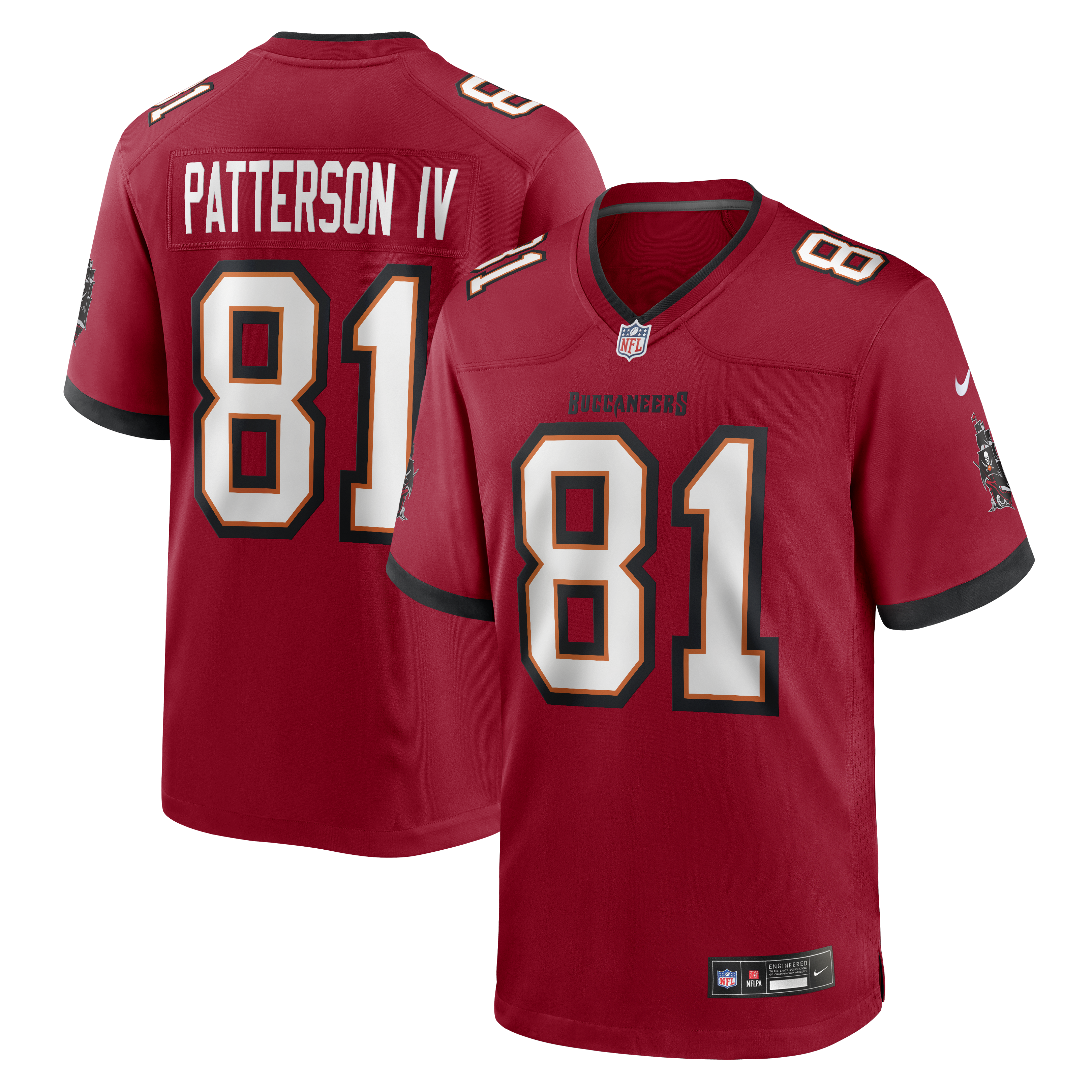 Men's Nike Dean Patterson IV Red Tampa Bay Buccaneers Team Game Jersey