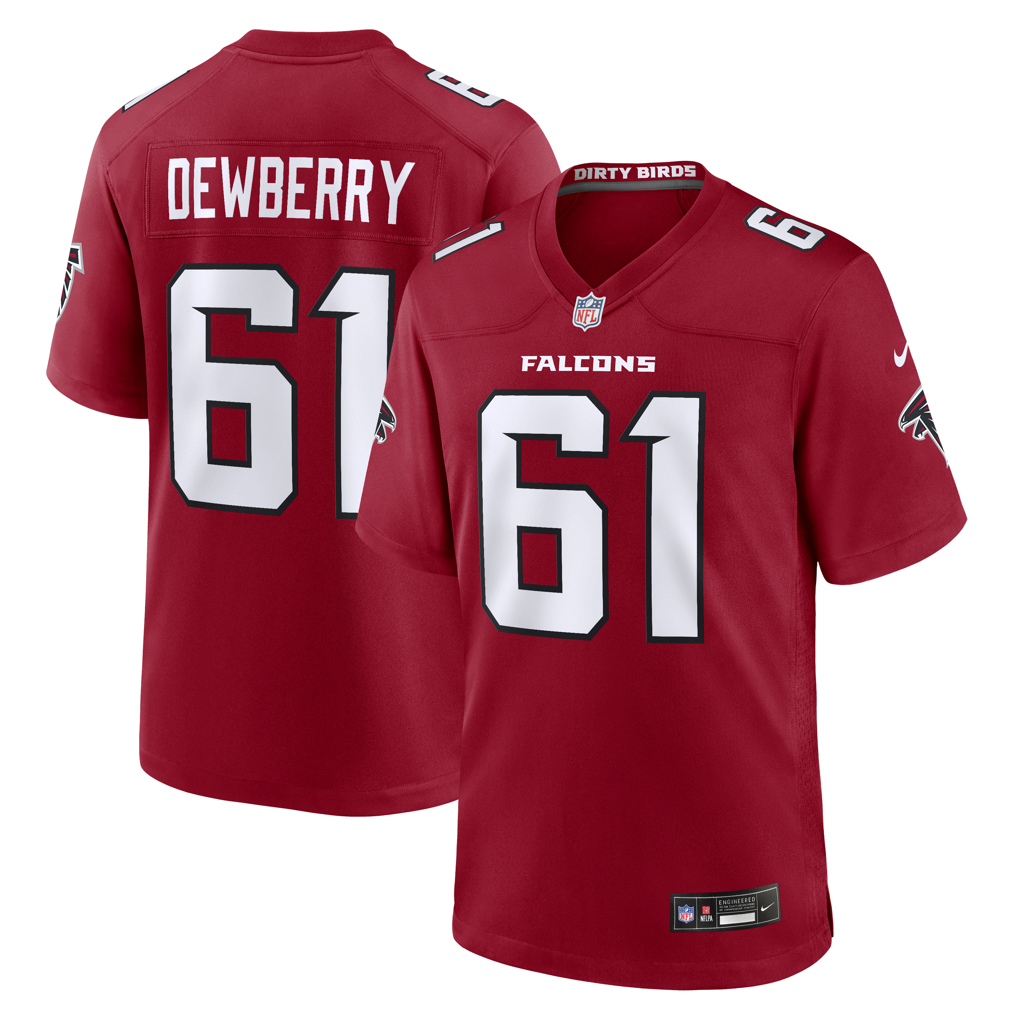 Men's Nike Kam Dewberry Red Atlanta Falcons Team Game Jersey