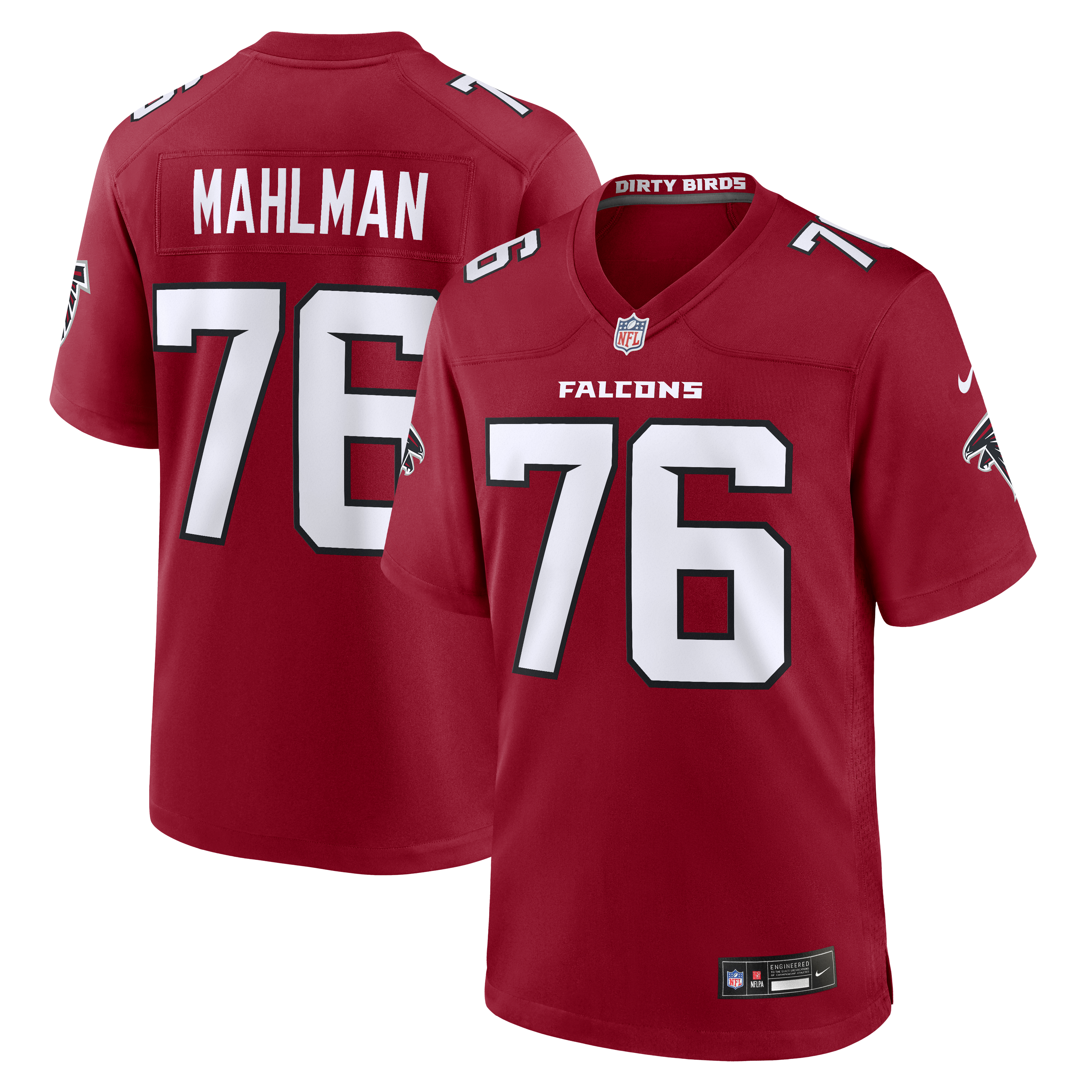 Men's Nike Riley Mahlman Red Atlanta Falcons Team Game Jersey