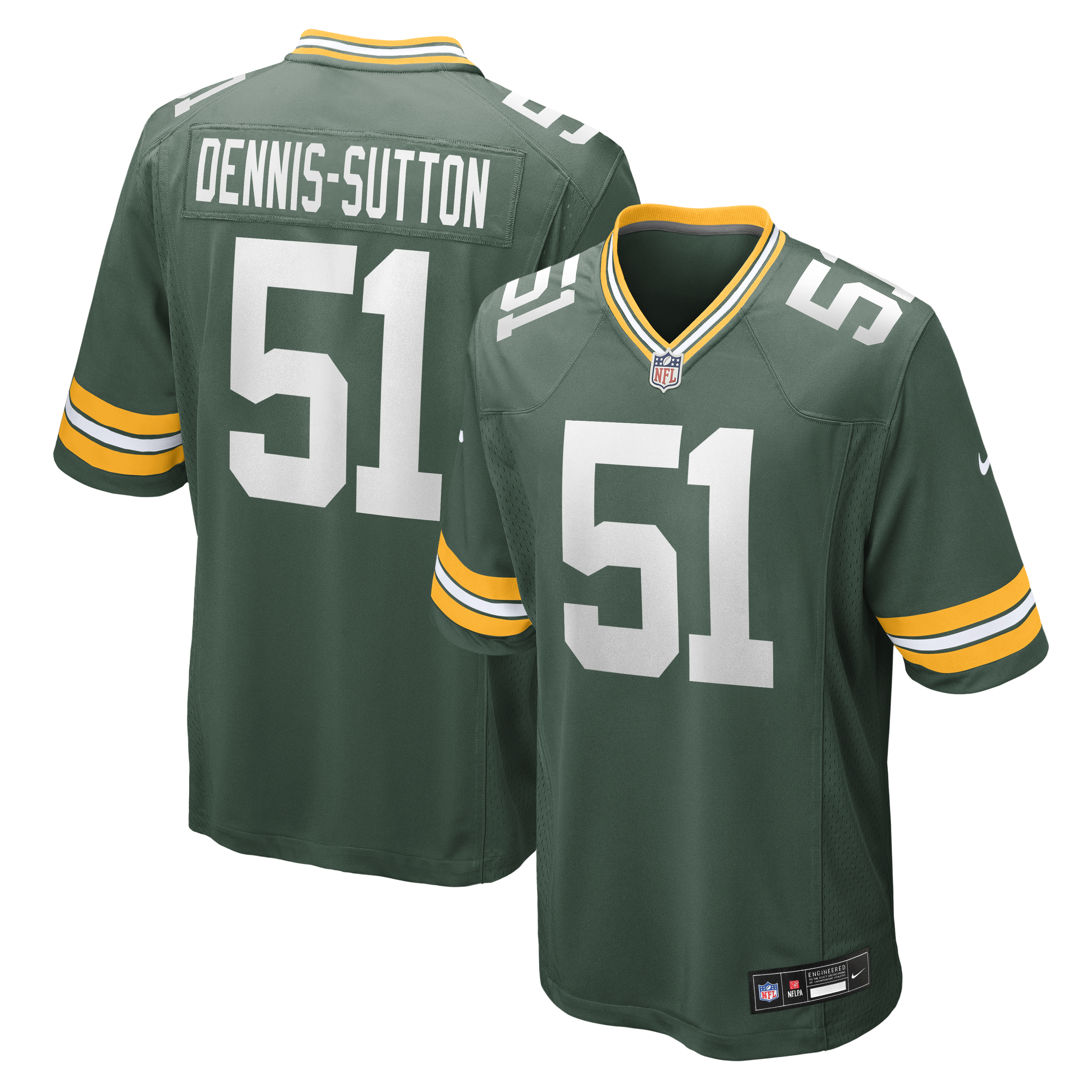 Men's Nike Dani Dennis-Sutton Green Green Bay Packers Team Game Jersey