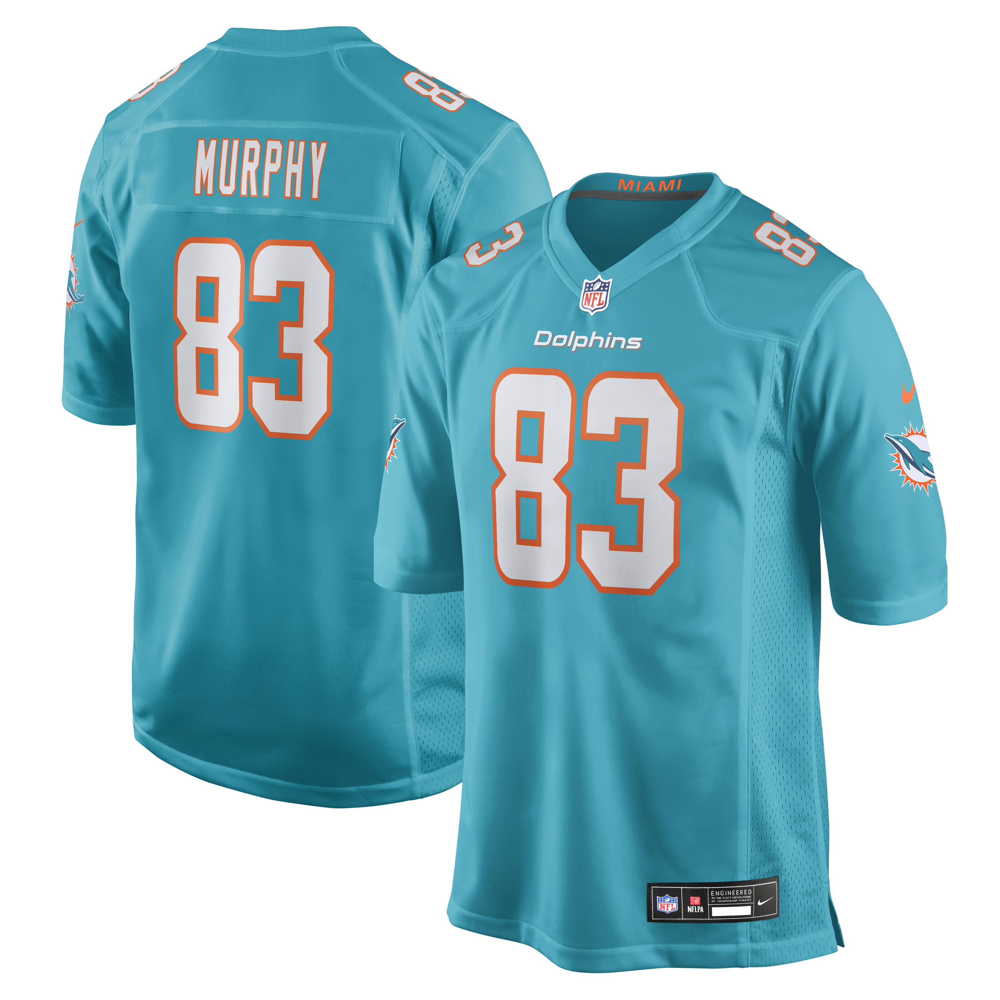 Men's Nike Caleb Murphy Aqua Miami Dolphins Team Game Jersey