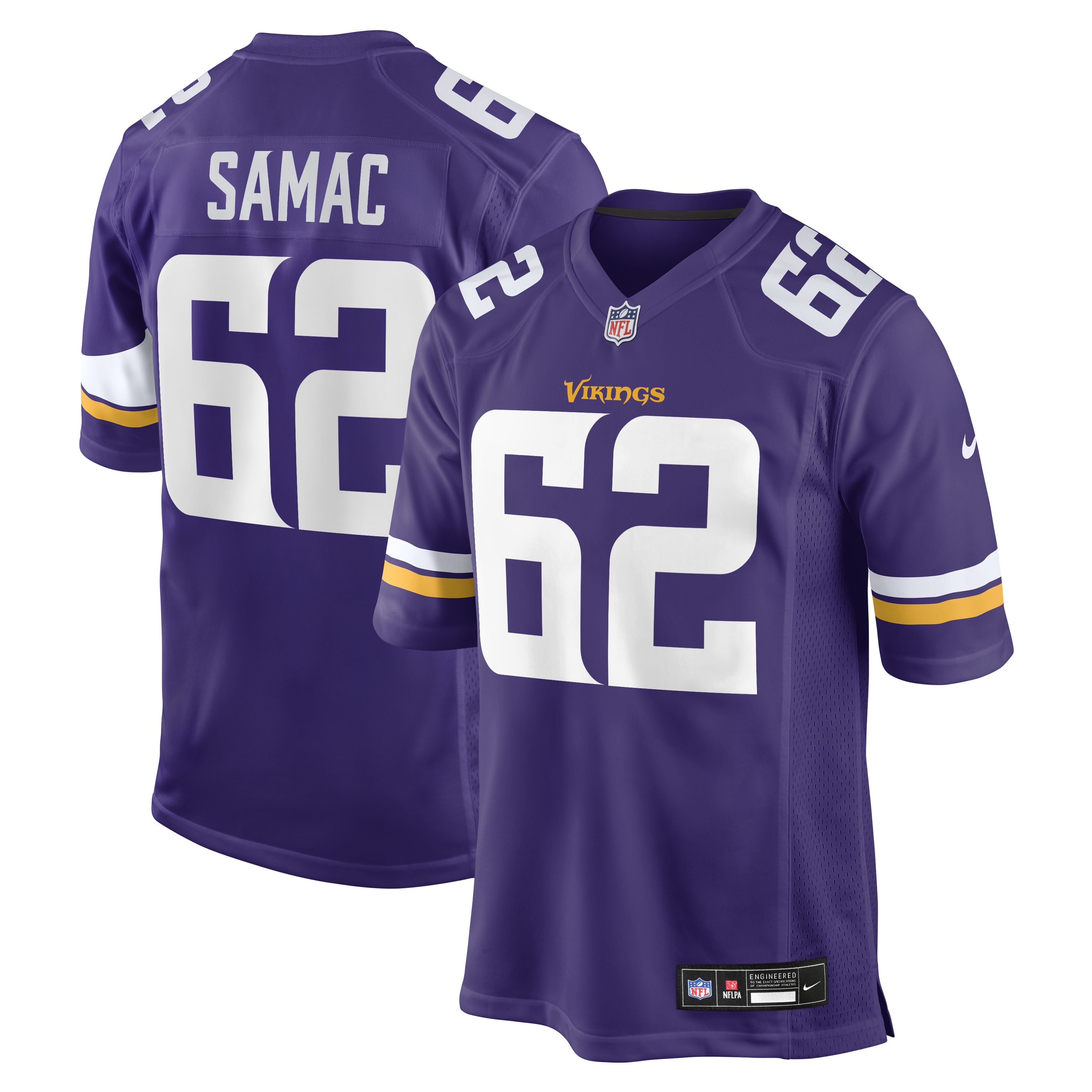 Men's Nike Nick Samac Purple Minnesota Vikings Team Game Jersey