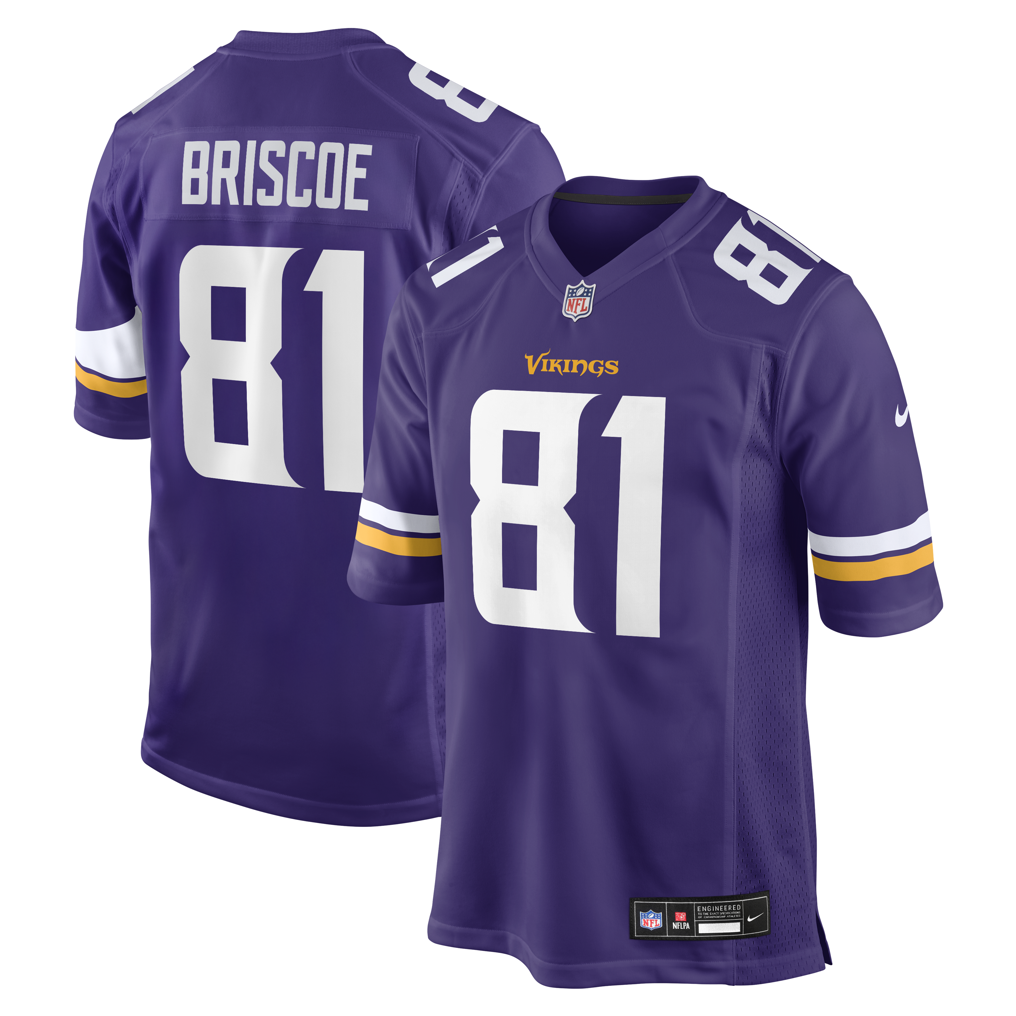 Men's Nike Michael Briscoe Purple Minnesota Vikings Team Game Jersey