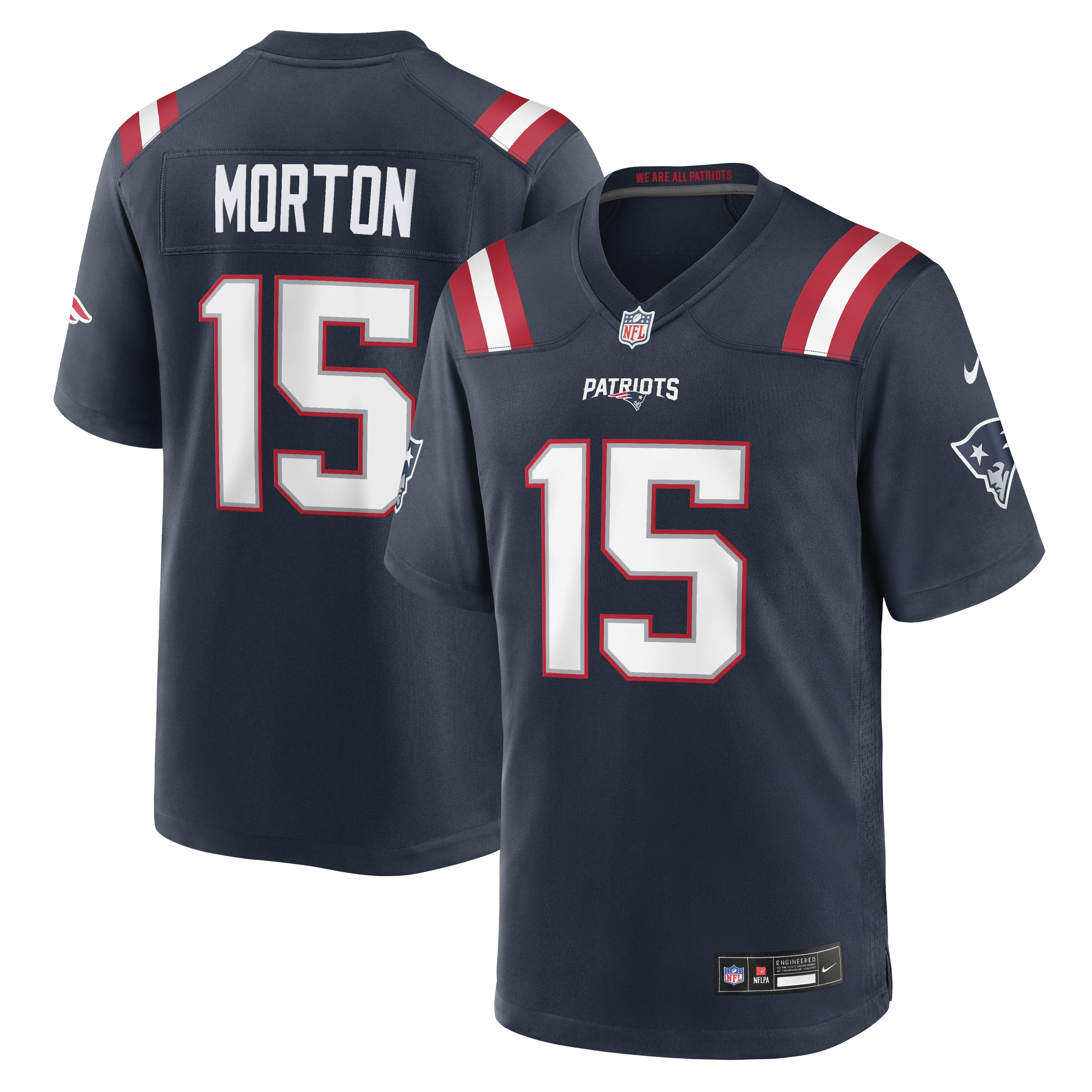 Men's Nike Behren Morton Navy New England Patriots Team Game Jersey
