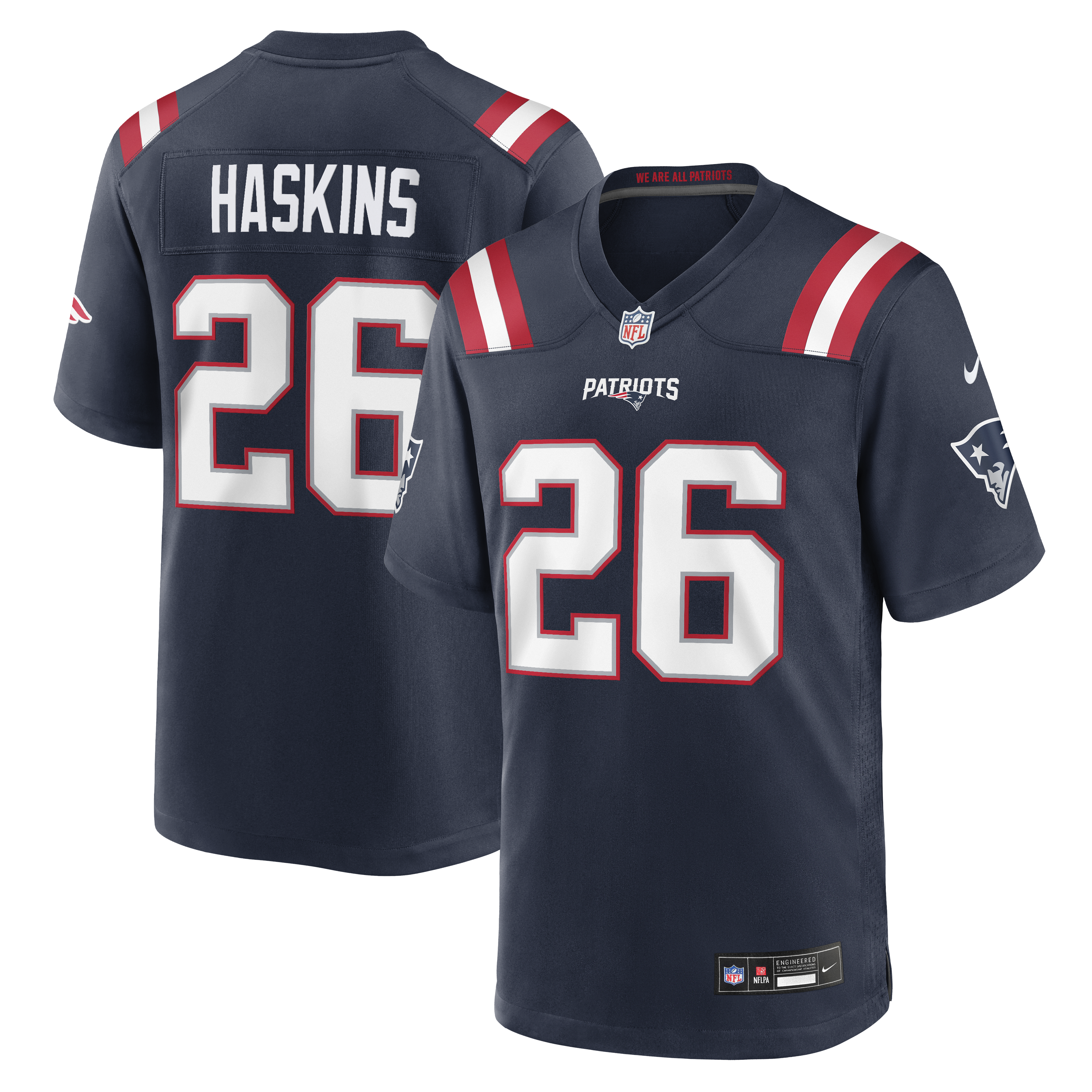 Men's Nike Hassan Haskins Navy New England Patriots Team Game Jersey