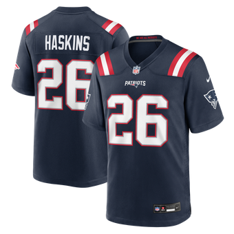 Men's Nike Hassan Haskins Navy New England Patriots Team Game Jersey