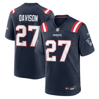 Men's Nike Elliott Davison Navy New England Patriots Team Game Jersey