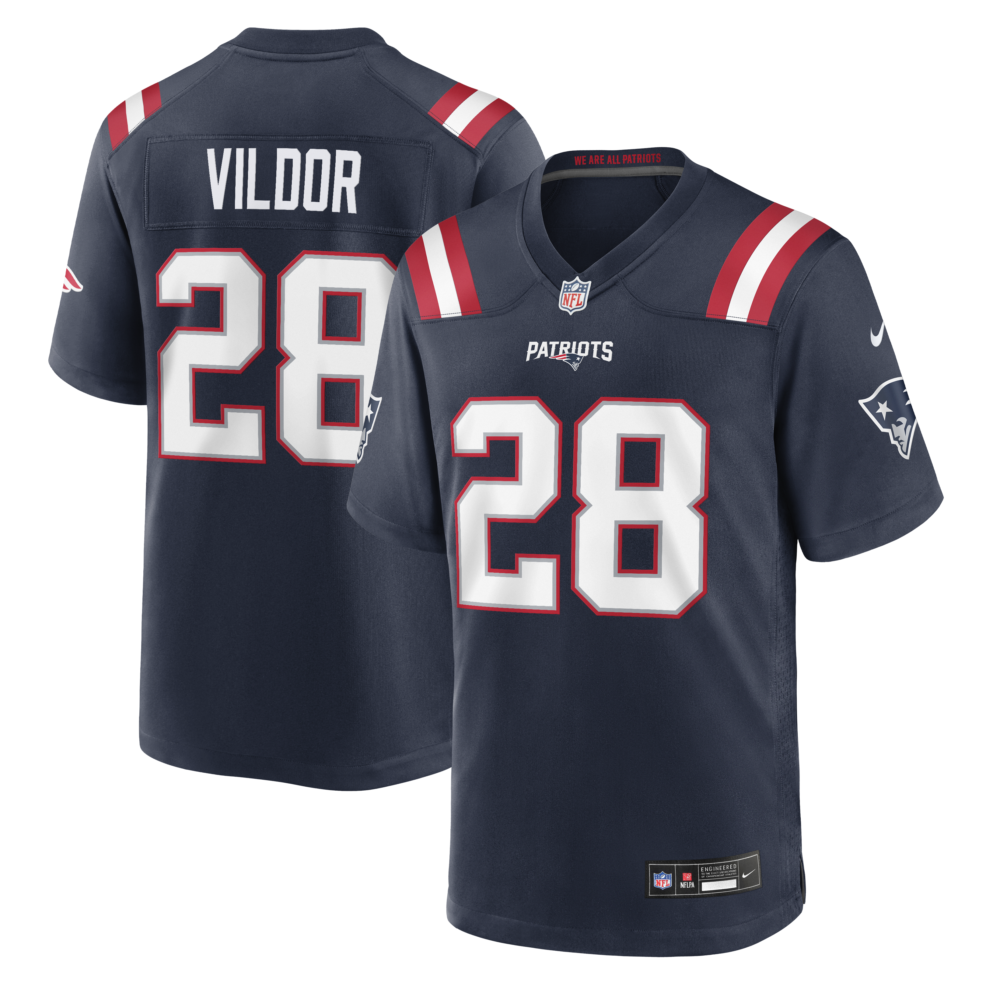 Men's Nike Kindle Vildor Navy New England Patriots Team Game Jersey