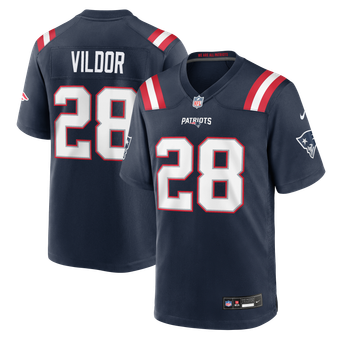 Men's Nike Kindle Vildor Navy New England Patriots Team Game Jersey