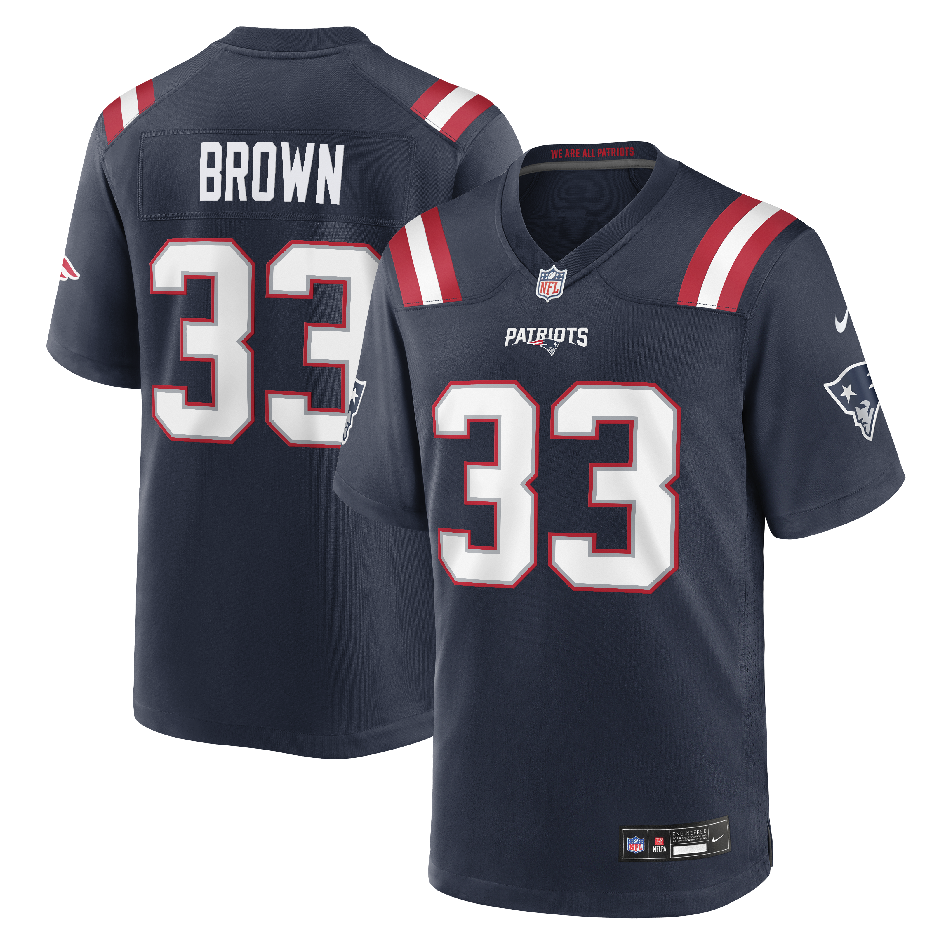 Men's Nike Mike Brown Navy New England Patriots Team Game Jersey