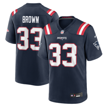 Men's Nike Mike Brown Navy New England Patriots Team Game Jersey