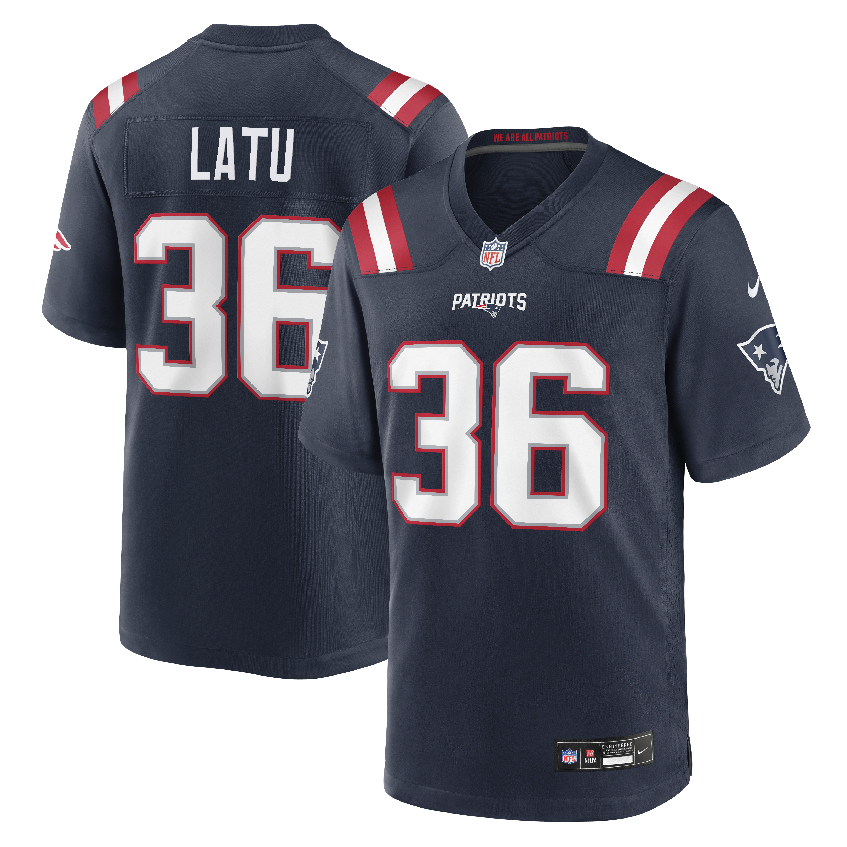 Men's Nike Cameron Latu Navy New England Patriots Team Game Jersey
