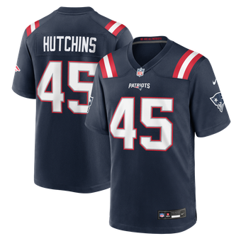 Men's Nike Quintayvious Hutchins Navy New England Patriots Team Game Jersey