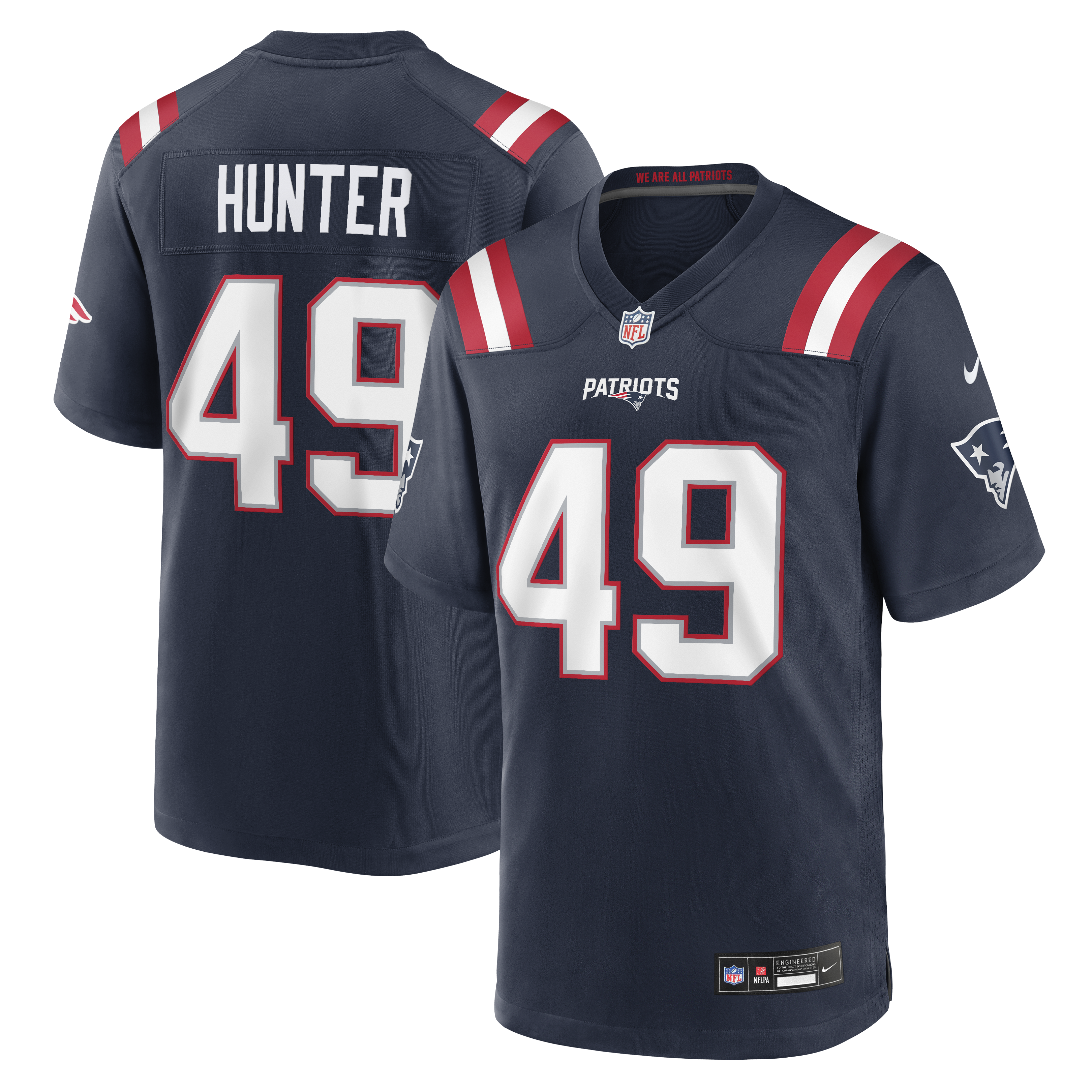 Men's Nike Erick Hunter Navy New England Patriots Team Game Jersey