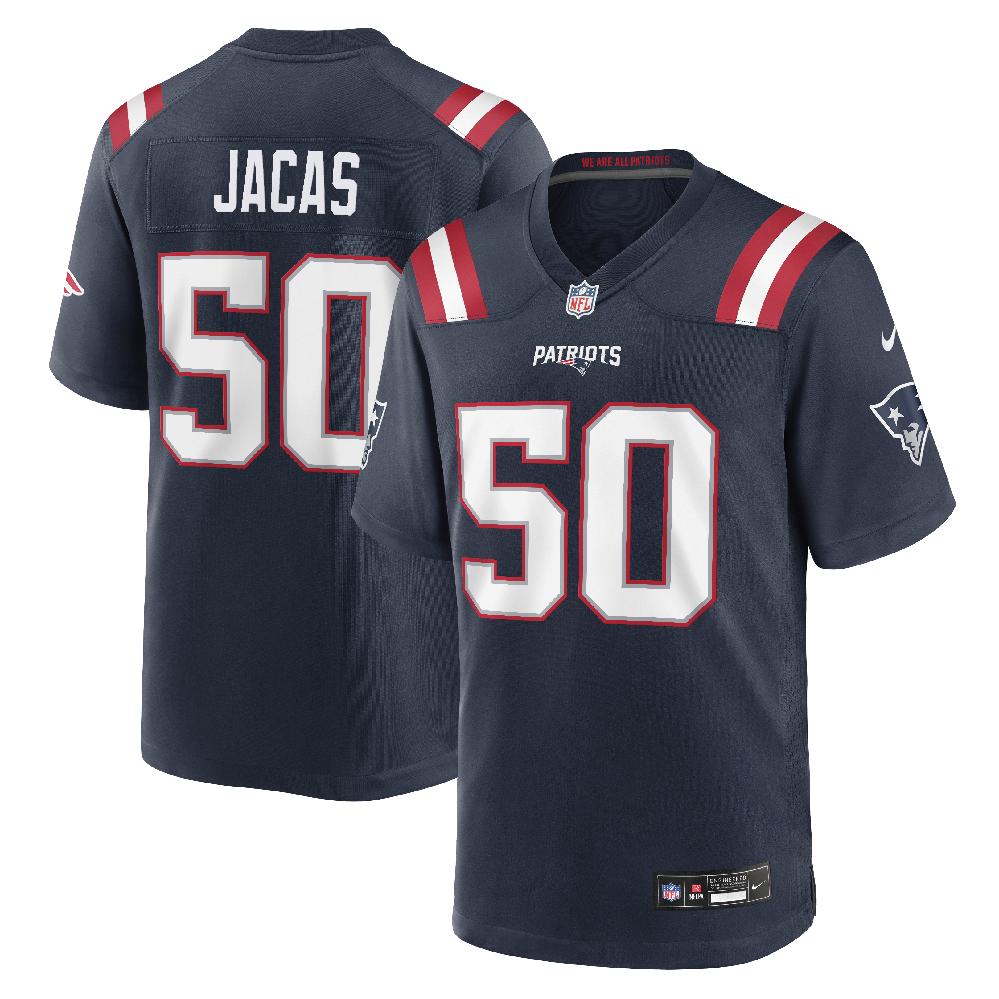 Men's Nike Gabe Jacas Navy New England Patriots Team Game Jersey