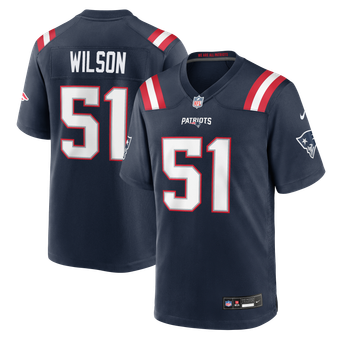 Men's Nike Riley Wilson Navy New England Patriots Team Game Jersey