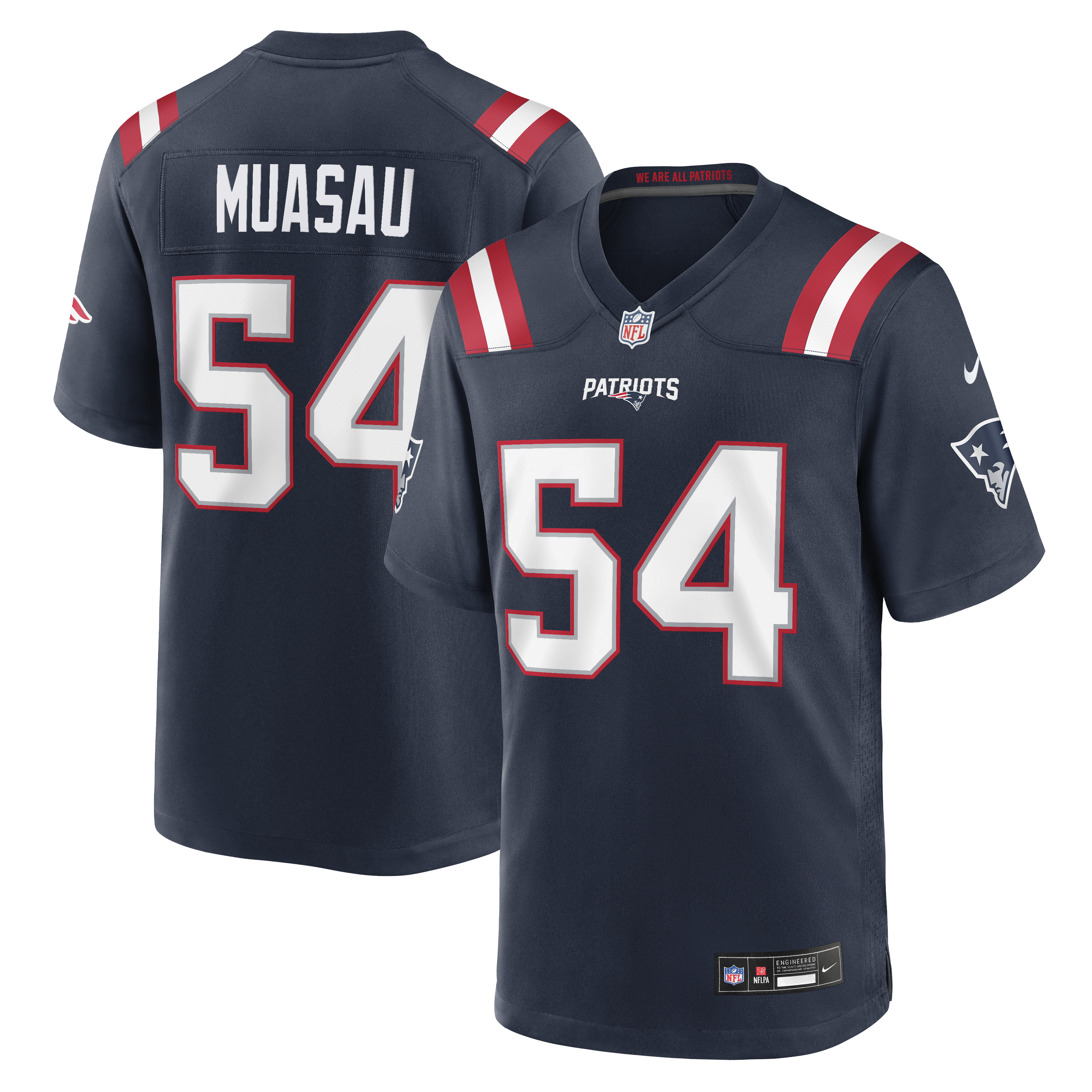 Men's Nike Darius Muasau Navy New England Patriots Team Game Jersey