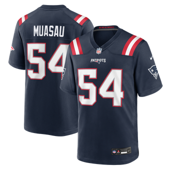 Men's Nike Darius Muasau Navy New England Patriots Team Game Jersey