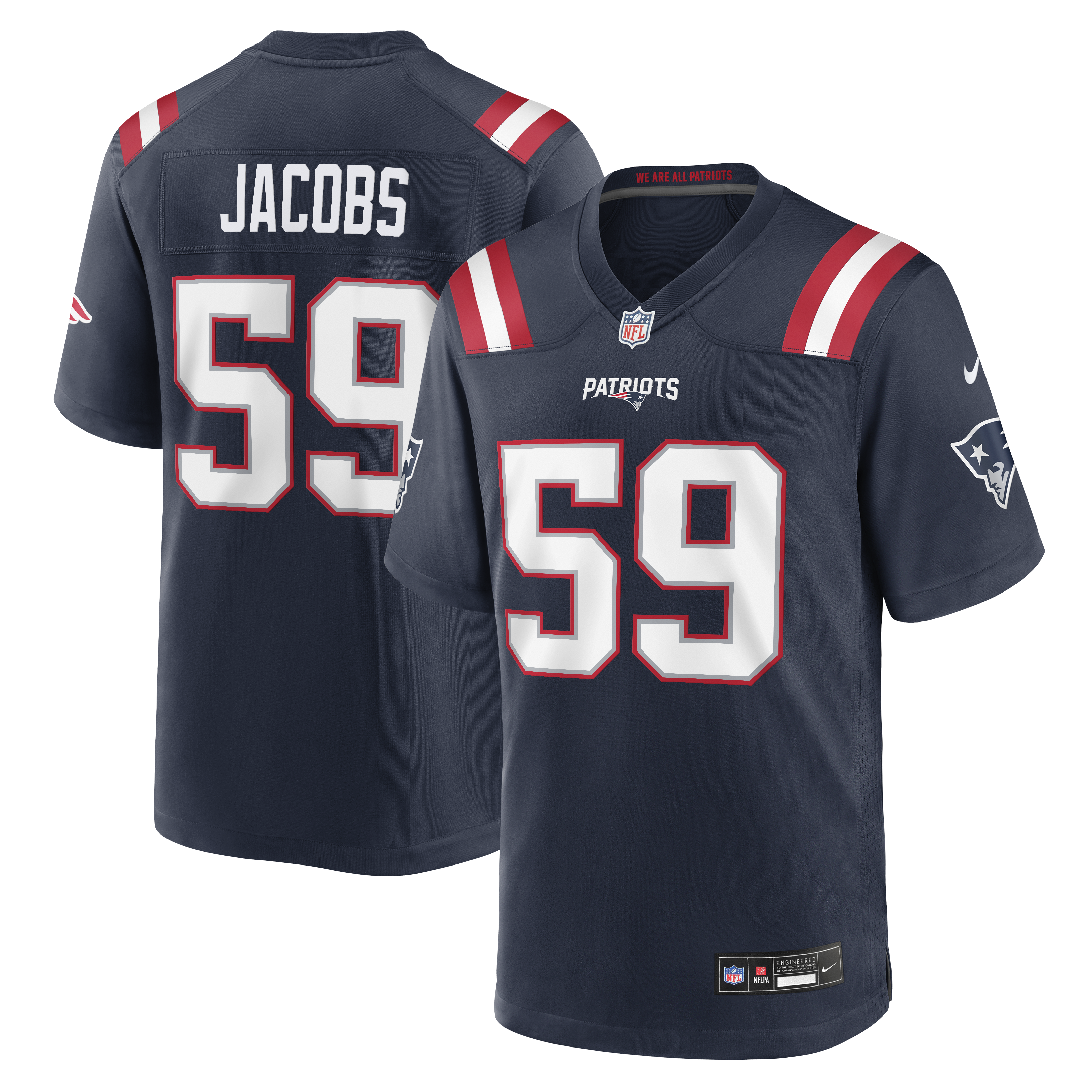 Men's Nike Khalil Jacobs Navy New England Patriots Team Game Jersey