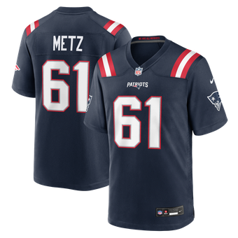 Men's Nike Lorenz Metz Navy New England Patriots Team Game Jersey