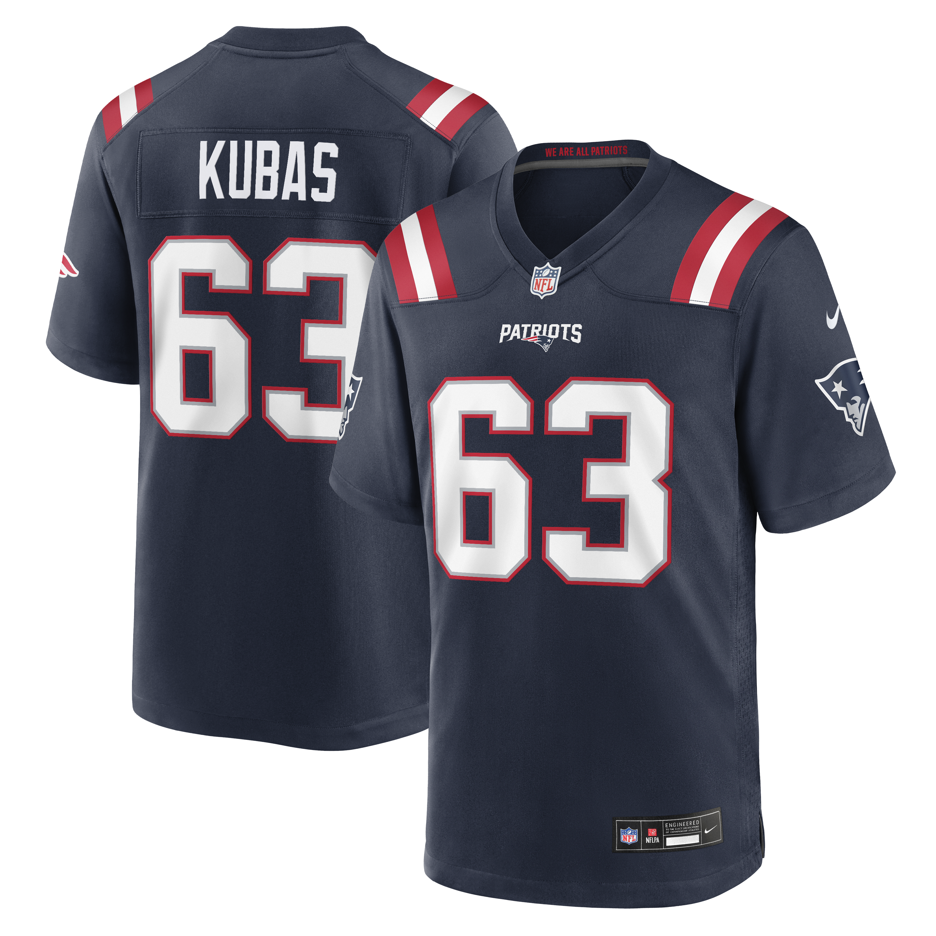 Men's Nike Jake Kubas Navy New England Patriots Team Game Jersey