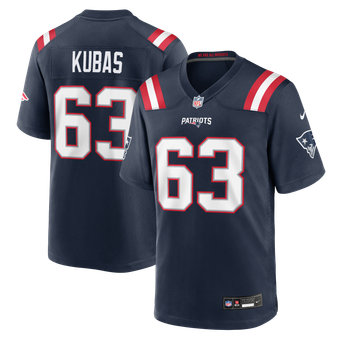 Men's Nike Jake Kubas Navy New England Patriots Team Game Jersey