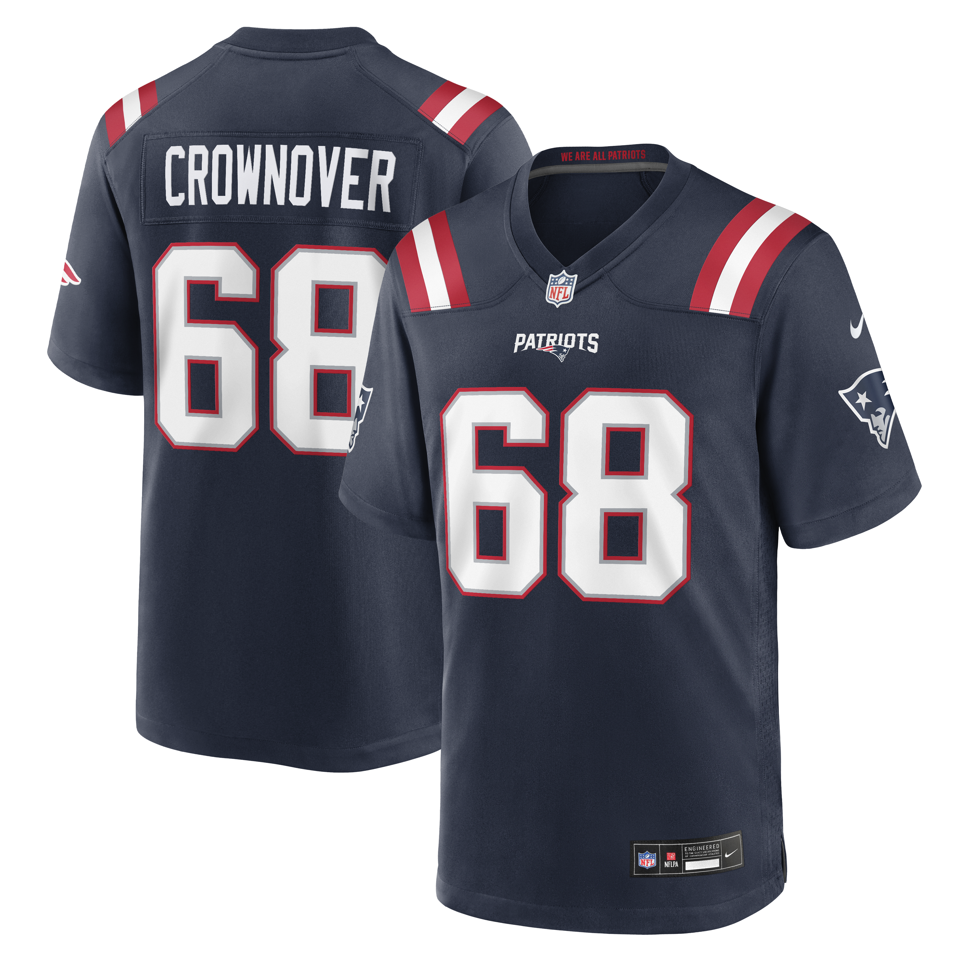 Men's Nike Dametrious Crownover Navy New England Patriots Team Game Jersey