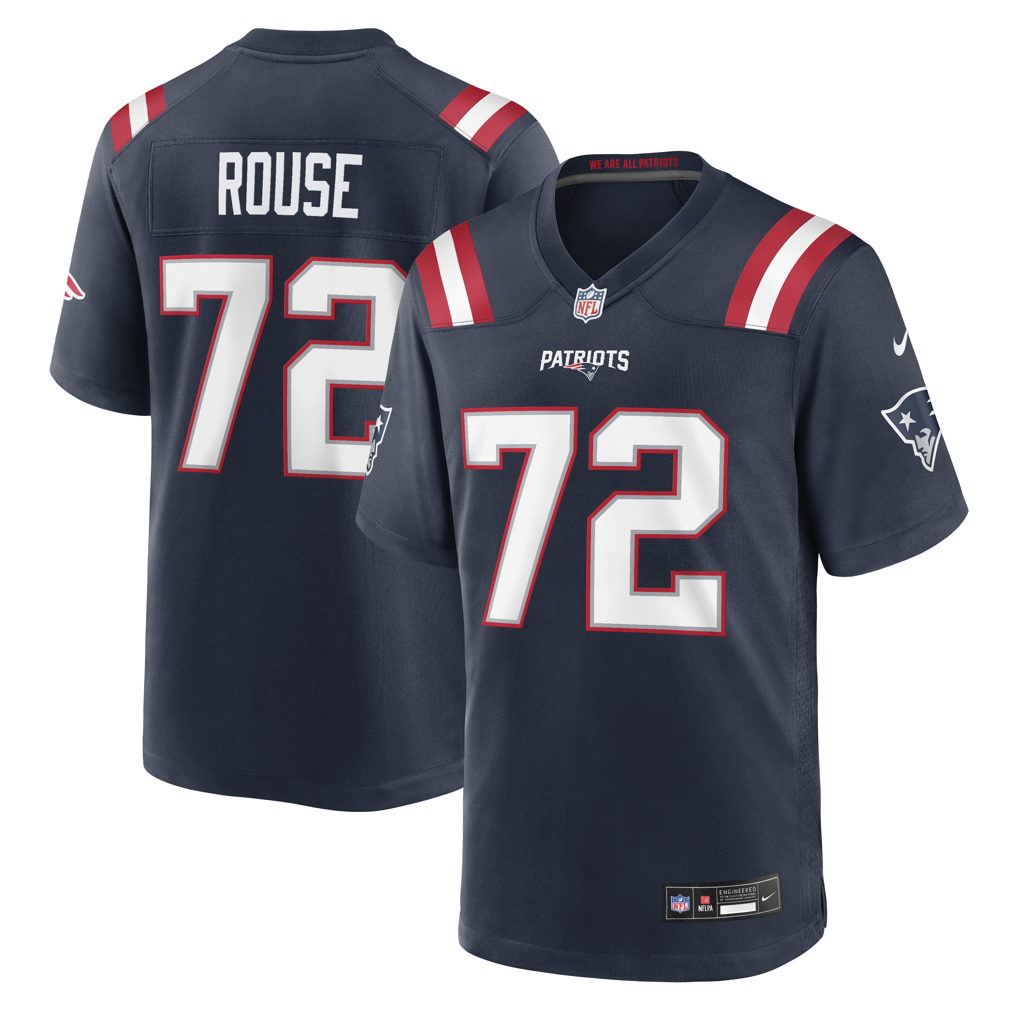 Men's Nike Walter Rouse Navy New England Patriots Team Game Jersey