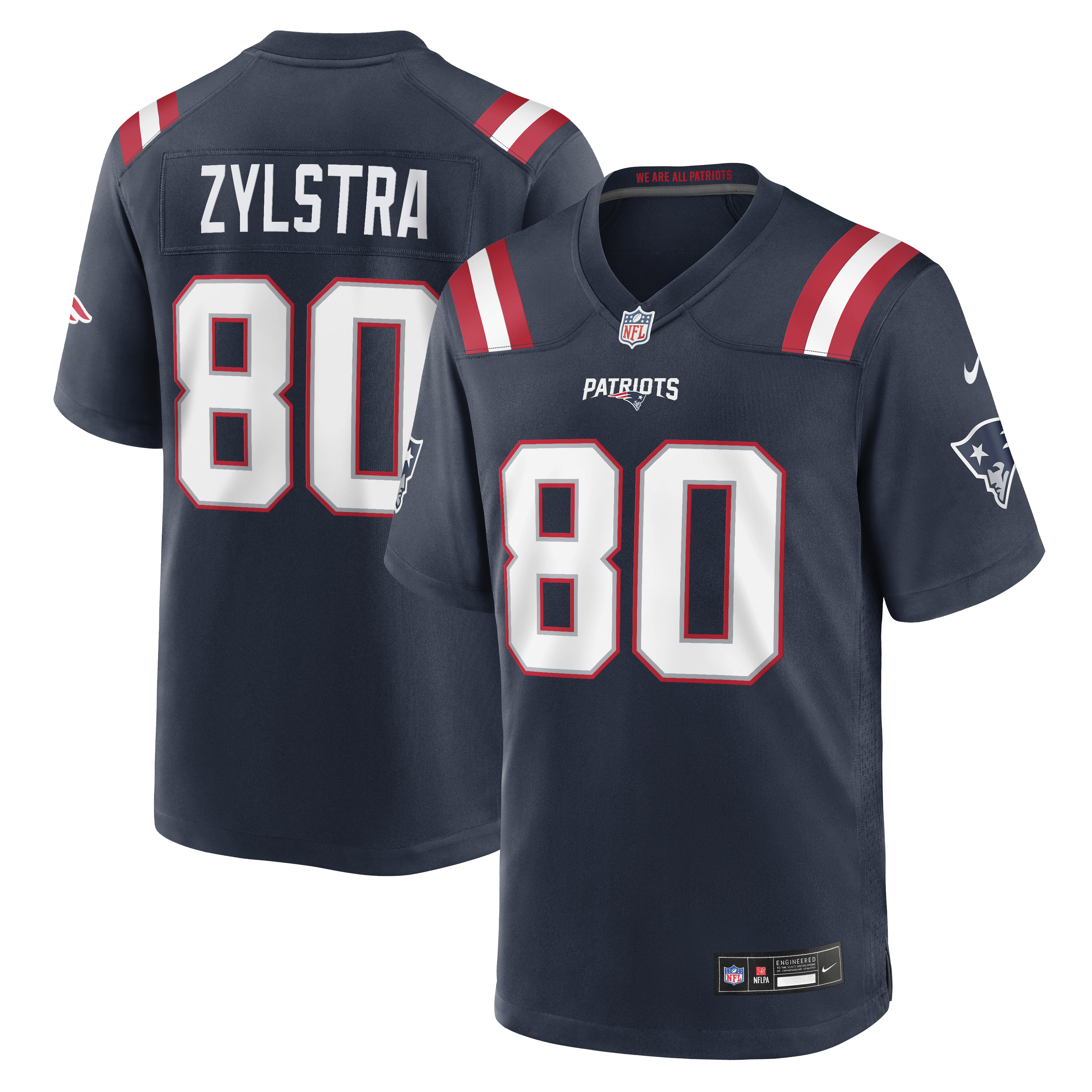 Men's Nike Shane Zylstra Navy New England Patriots Team Game Jersey