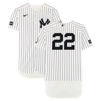 Ben Rice New York Yankees Game-Used #22 White Nike Pinstripe Jersey vs. Houston Astros on August 26, 2026 - 1-2, HR, RBI, 3 R