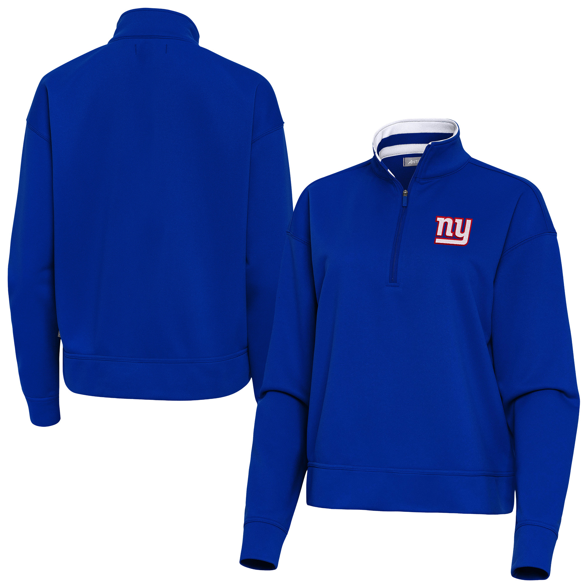 Women's Antigua Royal New York Giants Goddess Quarter-Zip Pullover
