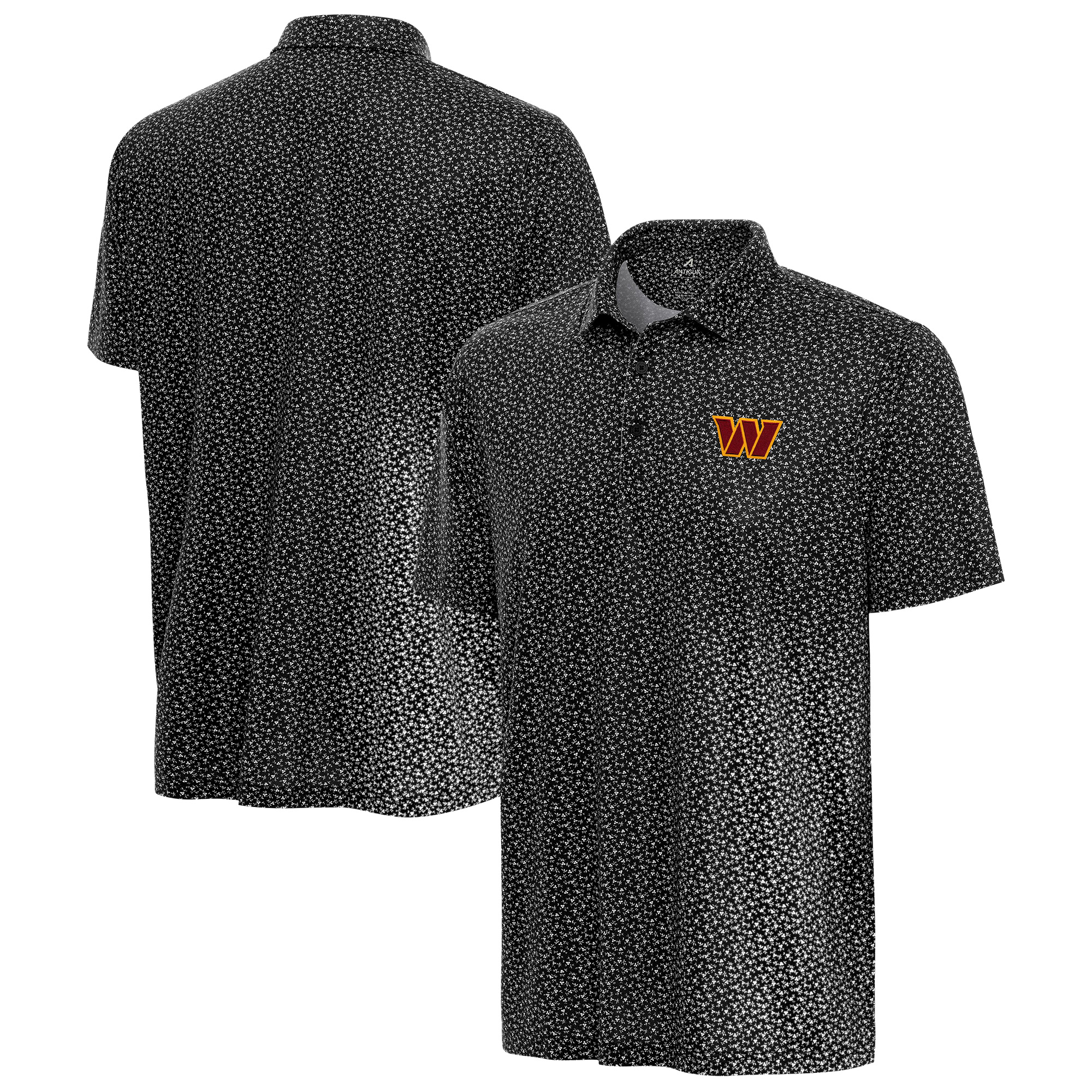 Men's Antigua Black Washington Commanders Vigorous Polo