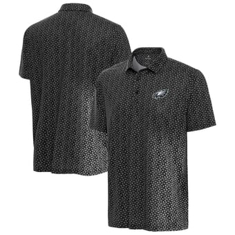 Men's Antigua Black Philadelphia Eagles Vigorous Polo