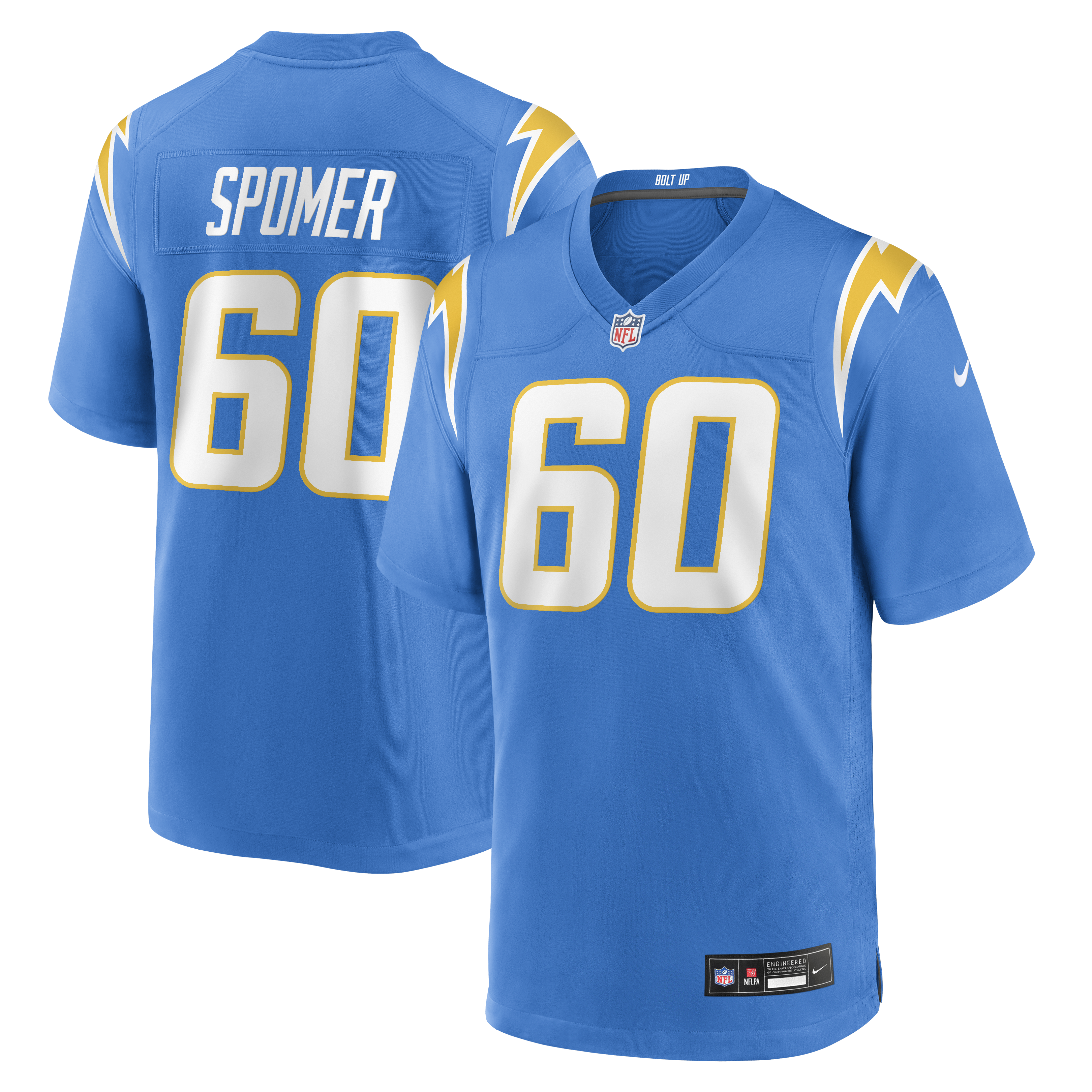 Men's Nike Jacob Spomer Powder Blue Los Angeles Chargers Team Game Jersey