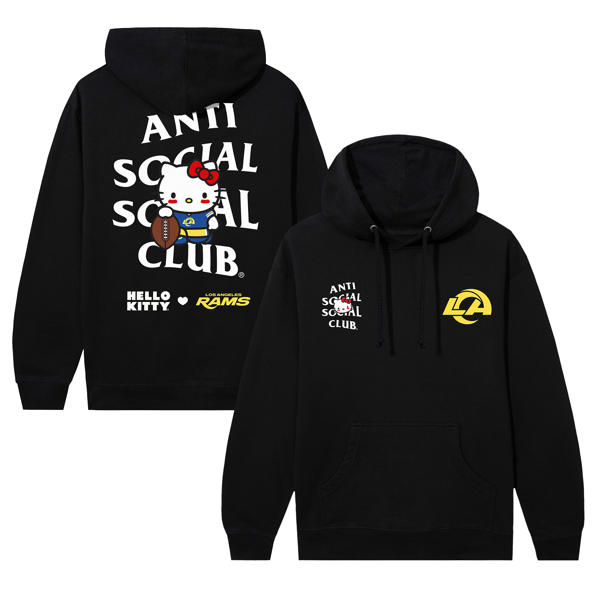 Unisex AntiSocialSocialClub Black Los Angeles Rams Hello Kitty Blitz Hoodie