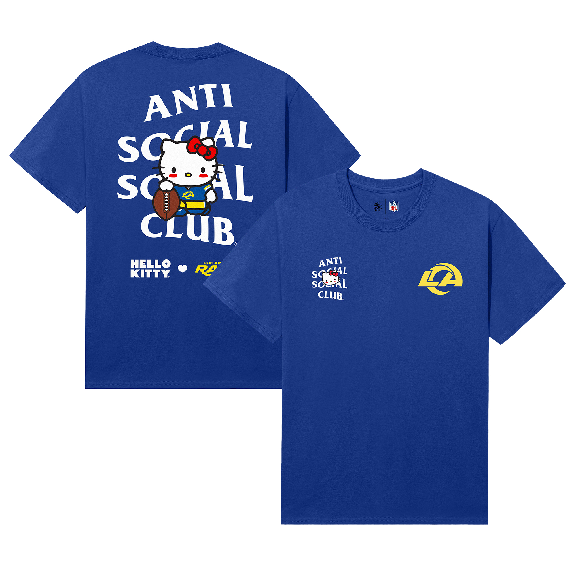 Unisex AntiSocialSocialClub Royal Los Angeles Rams Hello Kitty Blitz T-Shirt