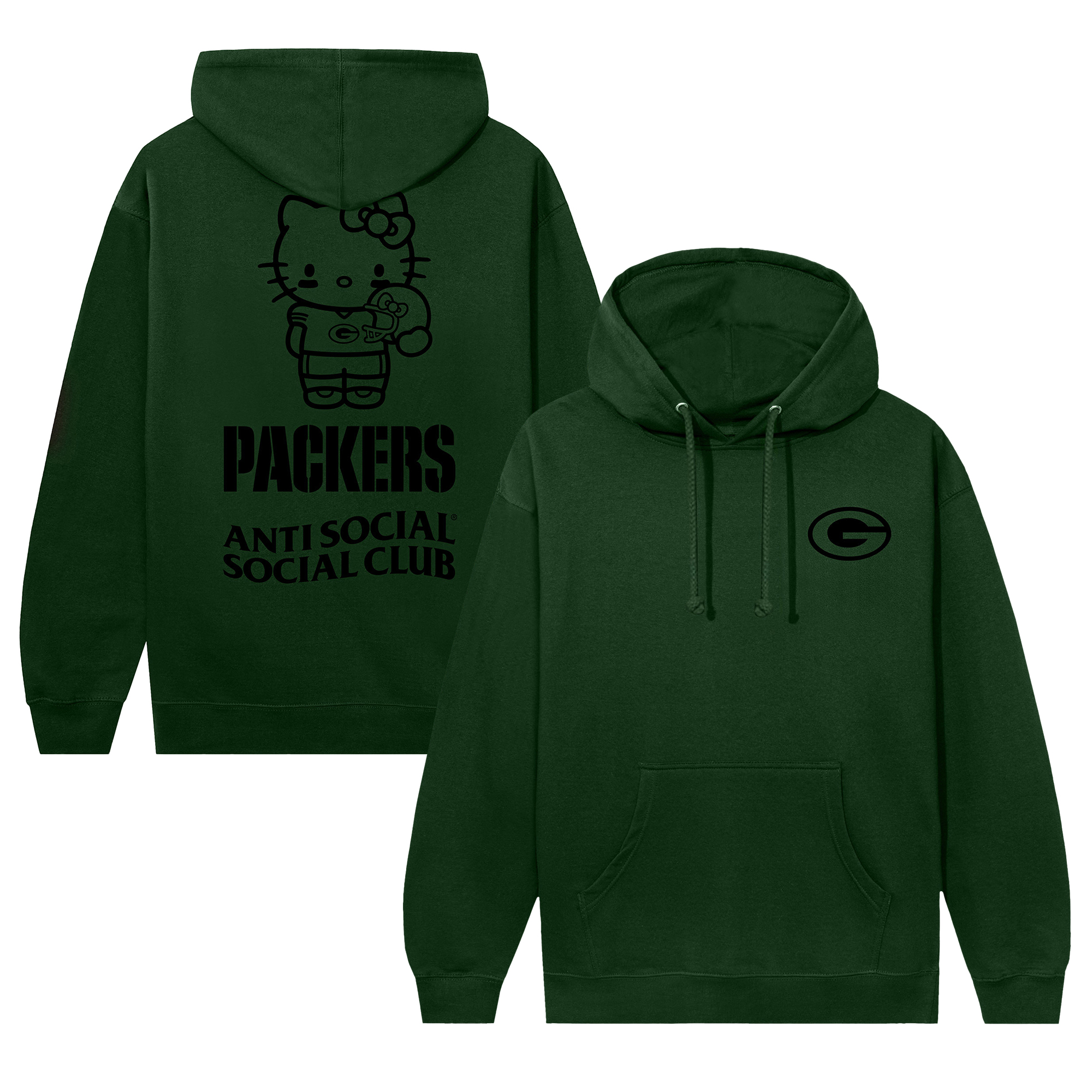 Unisex AntiSocialSocialClub Green Green Bay Packers Hello Kitty Touchdown Hoodie
