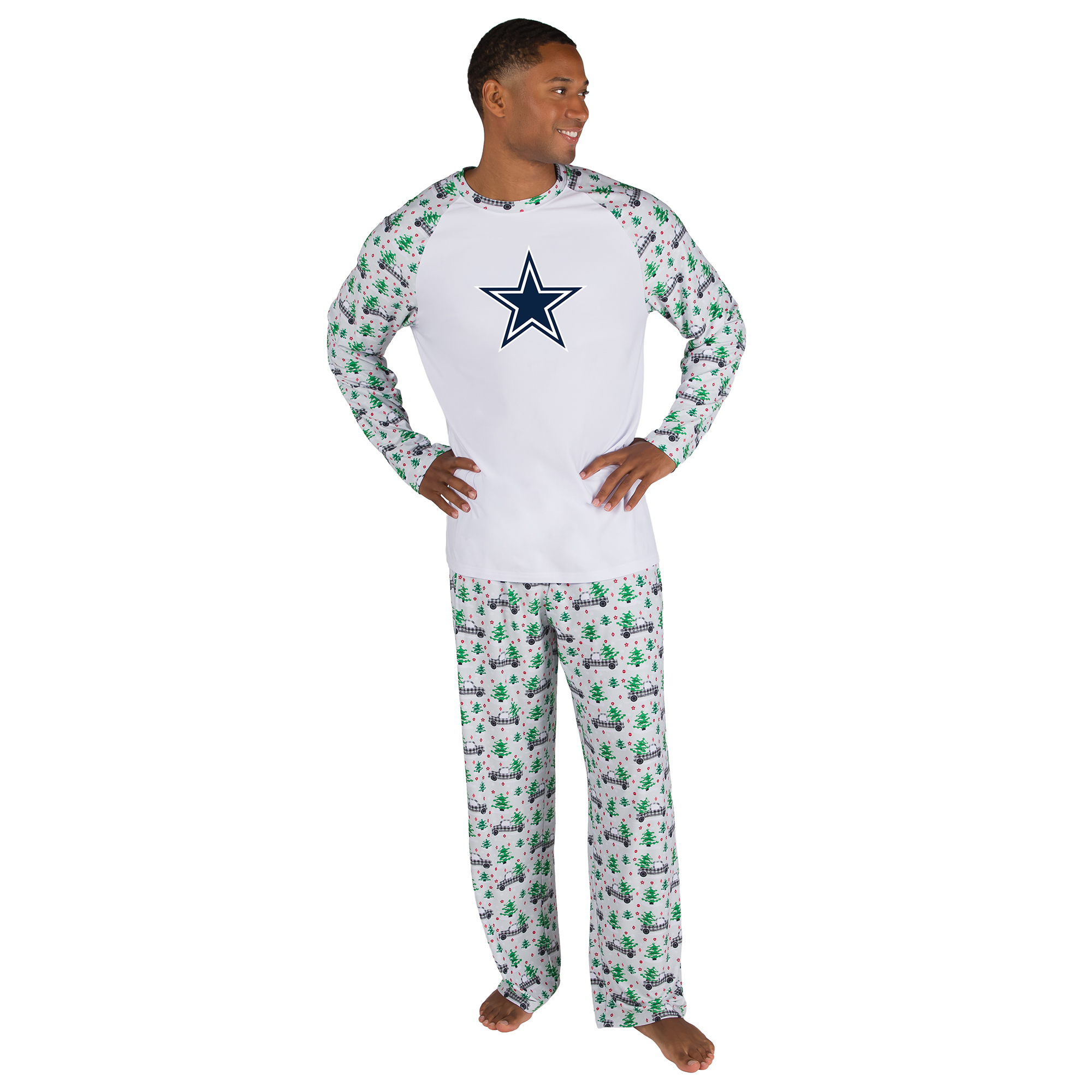 Men's Concepts Sport White Dallas Cowboys Frostbite Knit Long Sleeve Top & Pants Sleep Set